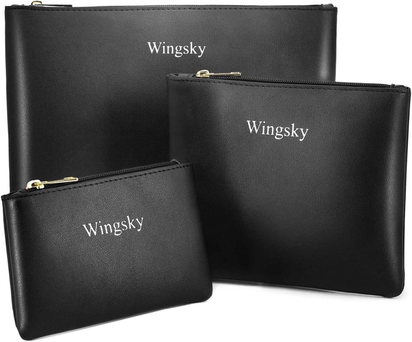 Paquete de 3 bolsas de maquillaje, bolsas de cosméticos para bolso, bolsas de aseo de viaje portátiles y elegantes para mujeres, bolsas de