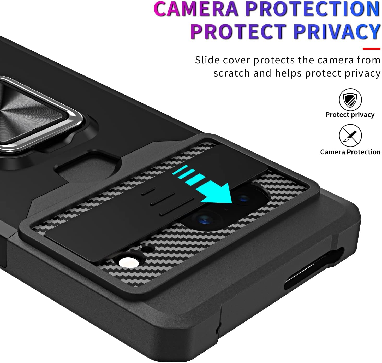 Asuwish Funda para teléfono para Google Pixel 7 5G con cubierta deslizante para cámara y tarjetero soporte para anillo duro, ranura híbrida para