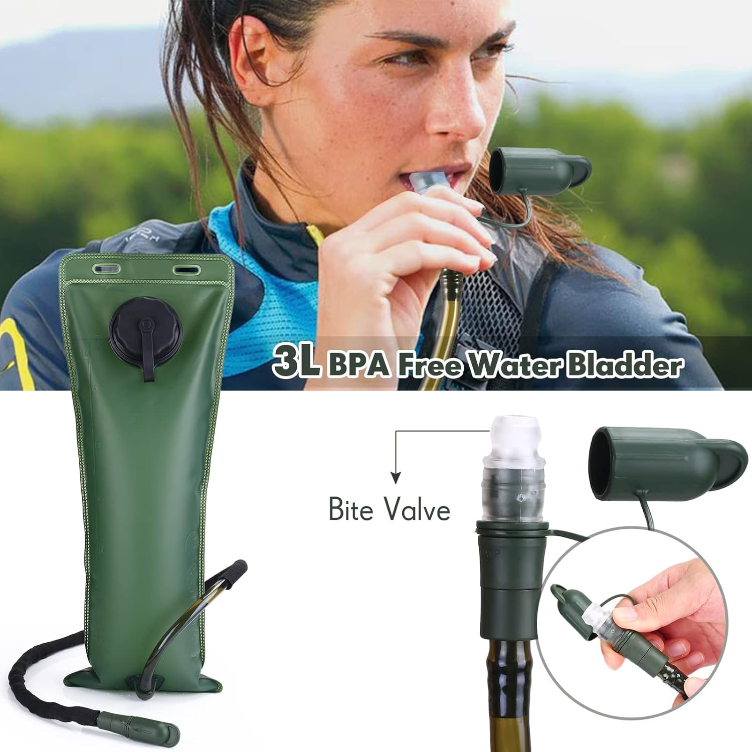 Mochila de hidratación con vejiga de 3 litros, bolsa de agua táctica para senderismo, ciclismo, correr, caminar y escalar