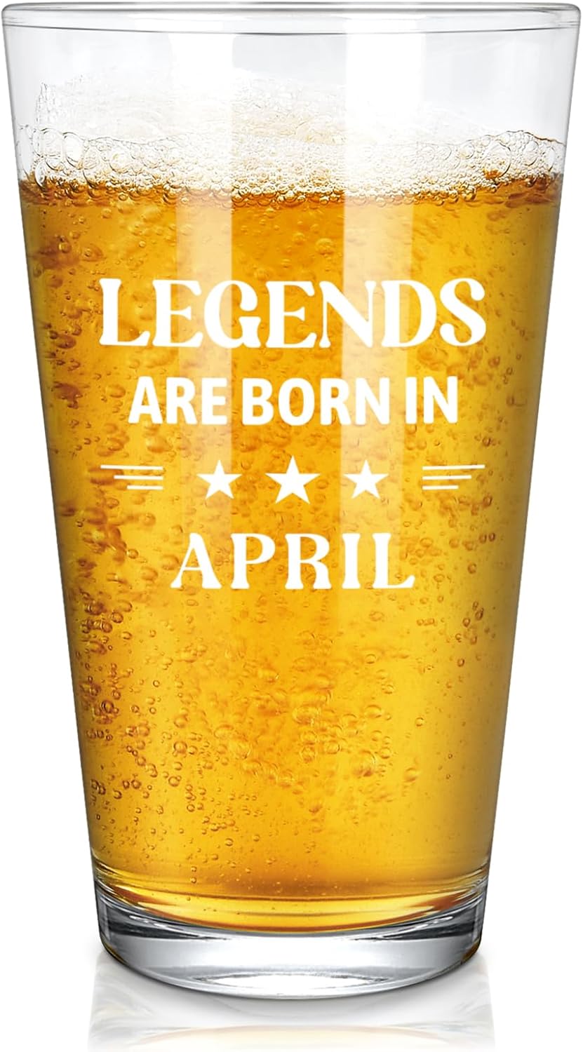 Futtumy Regalos de cumpleaños para hombres, vaso de cerveza con leyendas nacen en abril, divertido regalo de cumpleaños de abril para hombres,