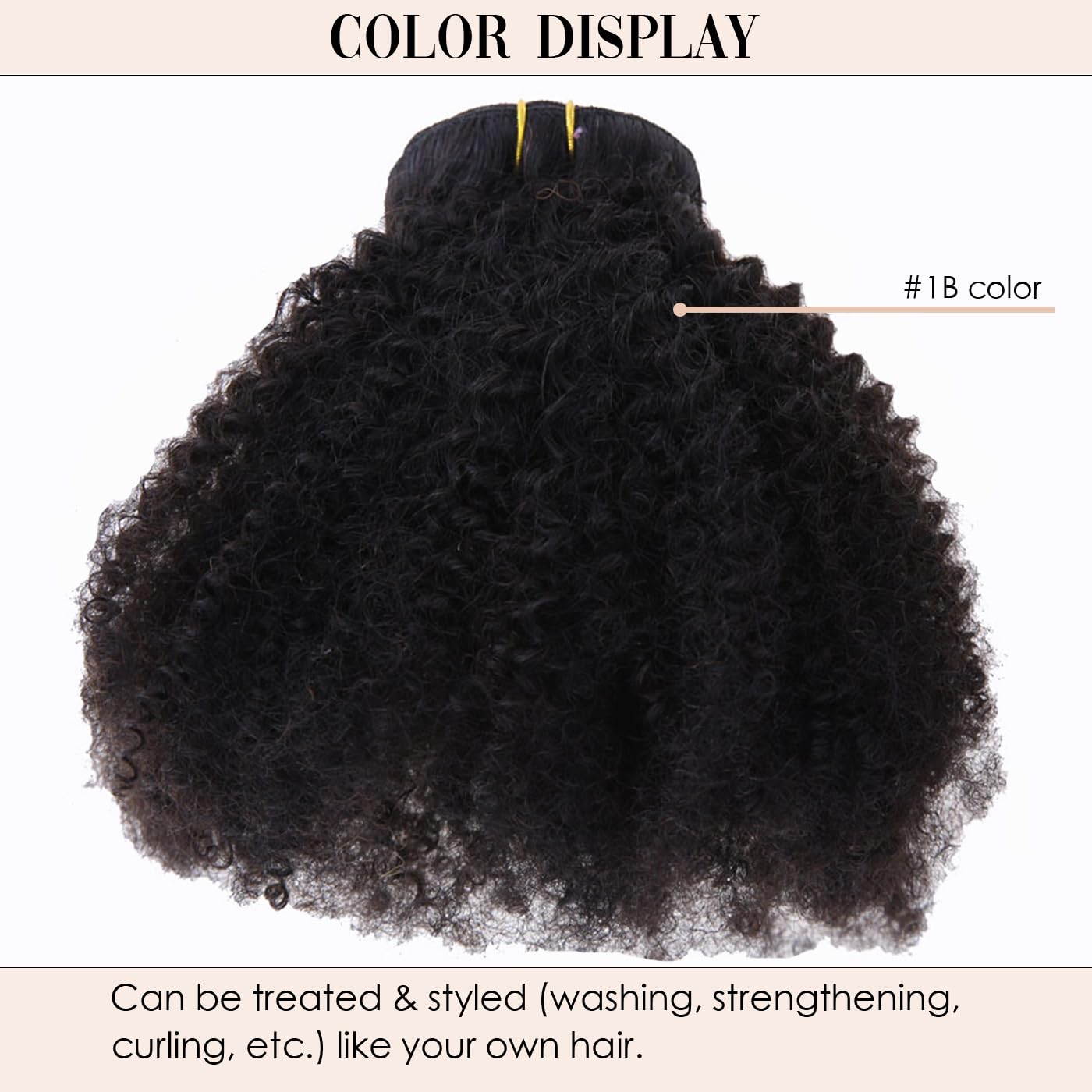 Caliee Extensiones de cabello humano con clip 3C y 4A, 100% virgen, para mujeres negras, afro, rizado, doble trama, 7 piezas, 20 pulgadas
