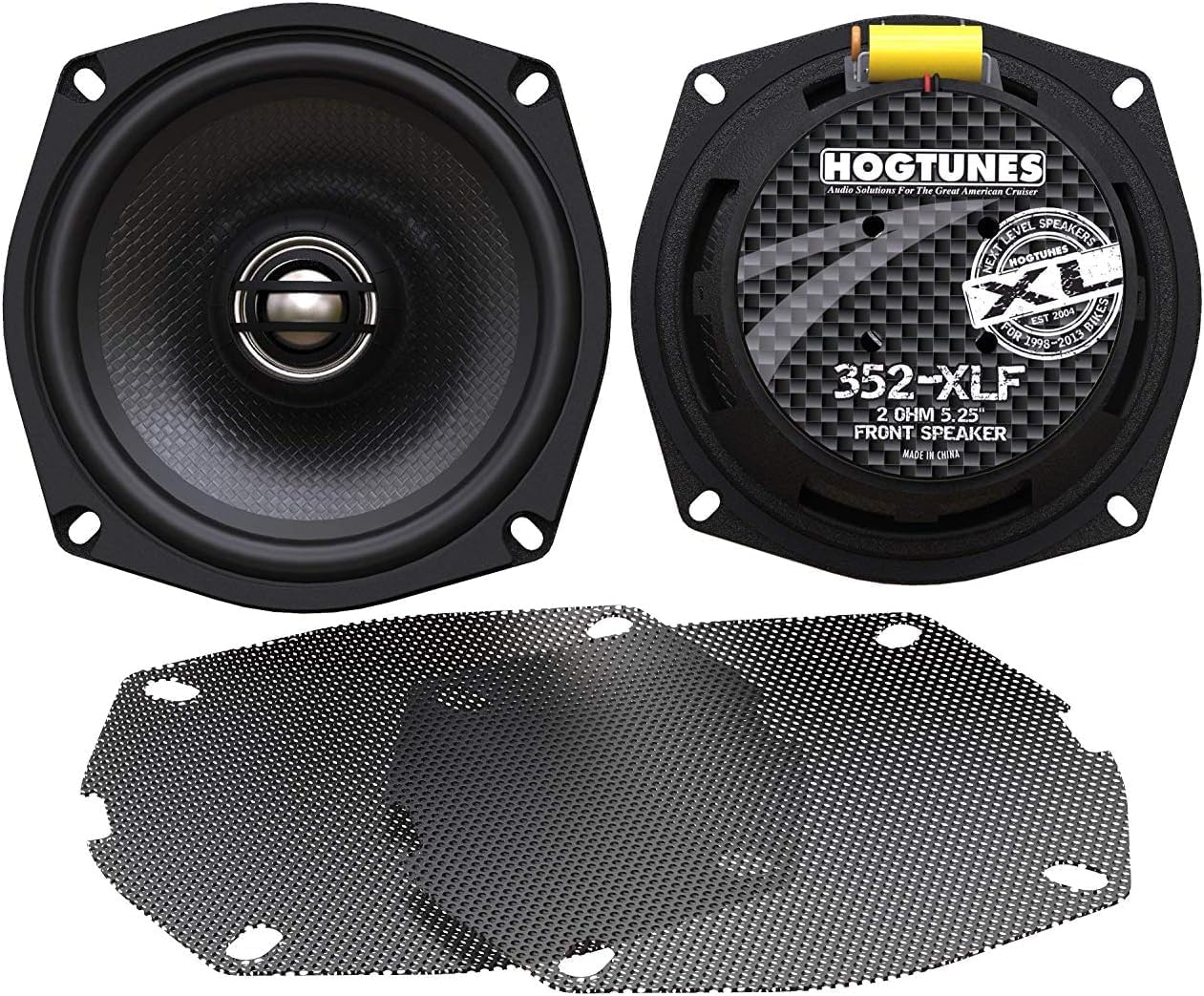 Hogtunes Altavoces frontales de repuesto 352-XLF de 5.25″ para modelos Harley-Davidson Touring 1998-2013