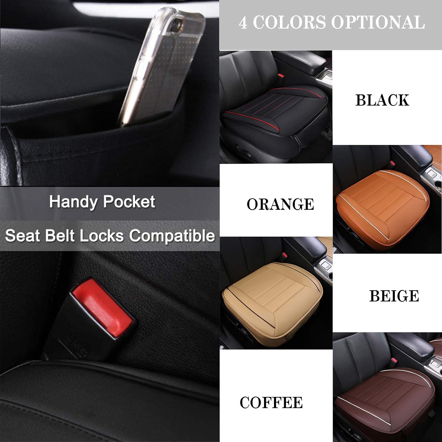 Funda de asiento delantero para automóvil, cojín de ajuste universal, transpirable, antideslizante, para auto, camión, oficina, piel sintética