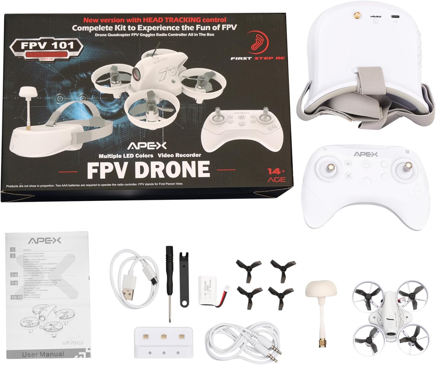 Buddy RC Mini FPV Drone Kit para principiantes, dron de visión en primera persona con gafas FPV adecuado para drones de práctica novatos, súper
