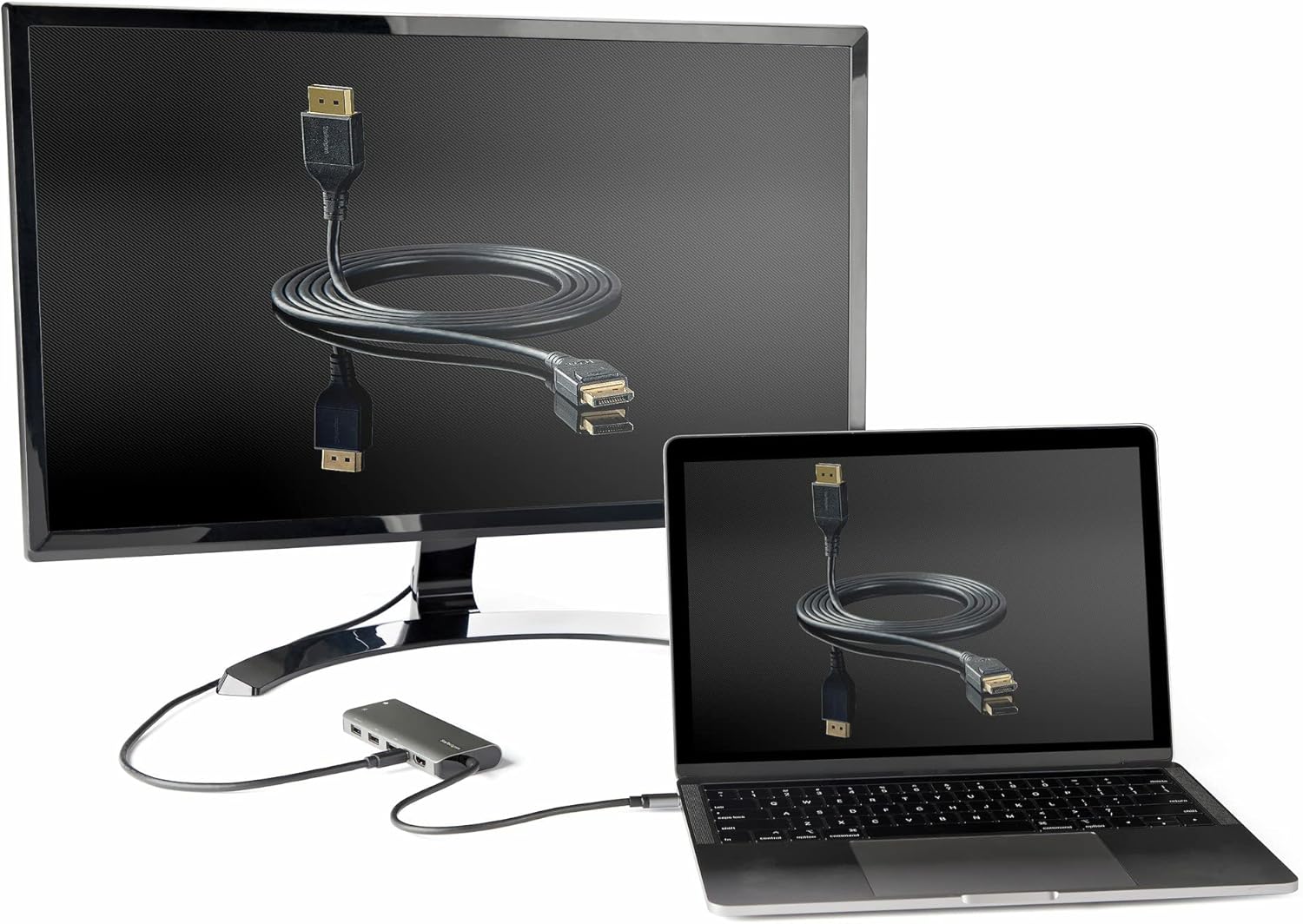 StarTech.com Adaptador multipuerto USB C – USB-C a HDMI o Mini DisplayPort 4K 60Hz, paso de entrega de energía de 100 W, concentrador USB de 4