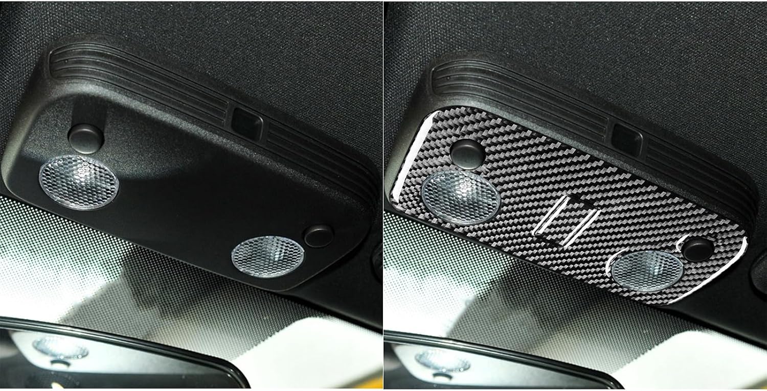Real Premium – Adhesivos de fibra de carbono para panel de luz de lectura de automóvil, ajuste interior, compatible con Ford Mustang GT Shelby 2005