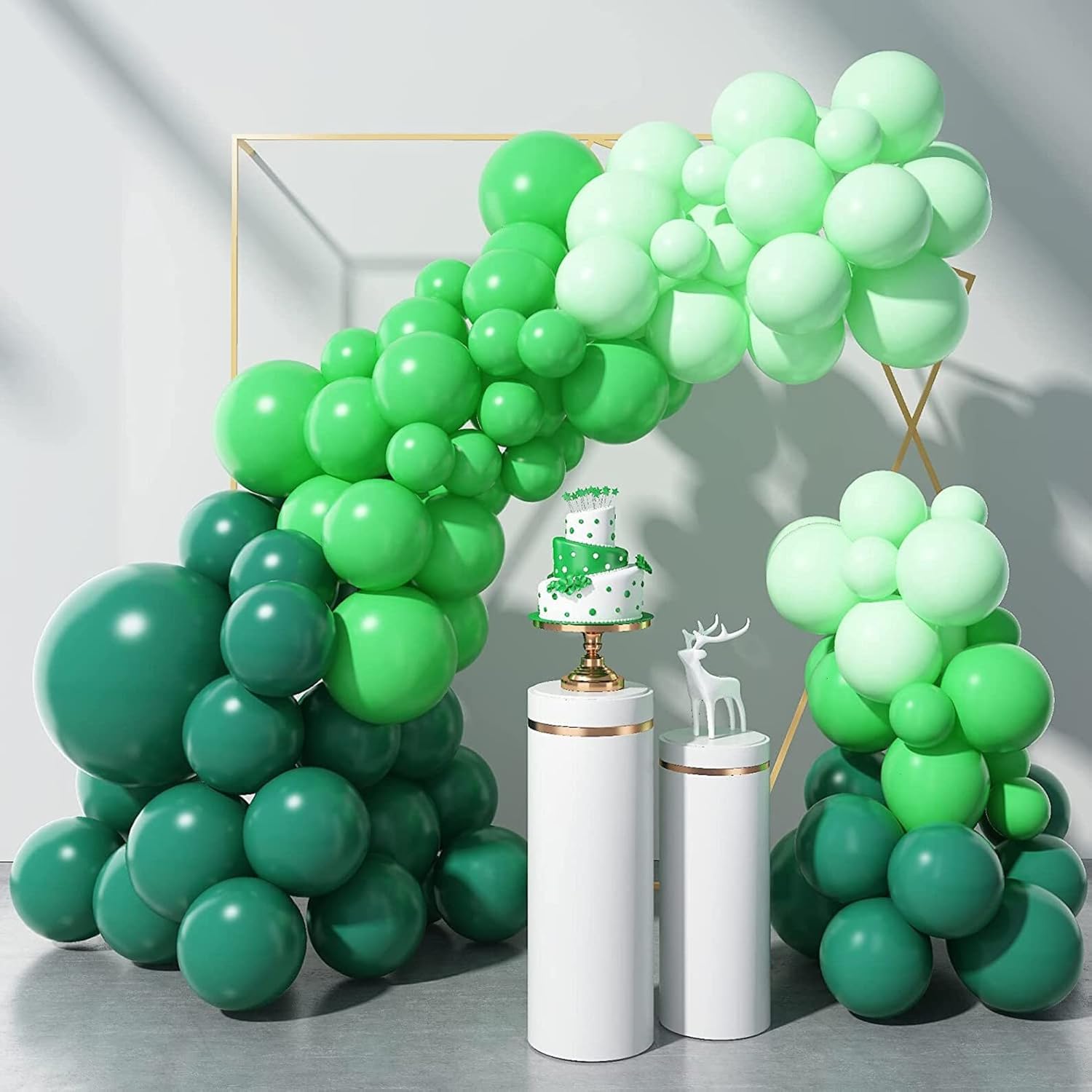 Paquete de 100 globos de látex verdes, globos de 12 pulgadas, globos de calidad prémium de helio para suministros de fiesta y decoraciones (con 2