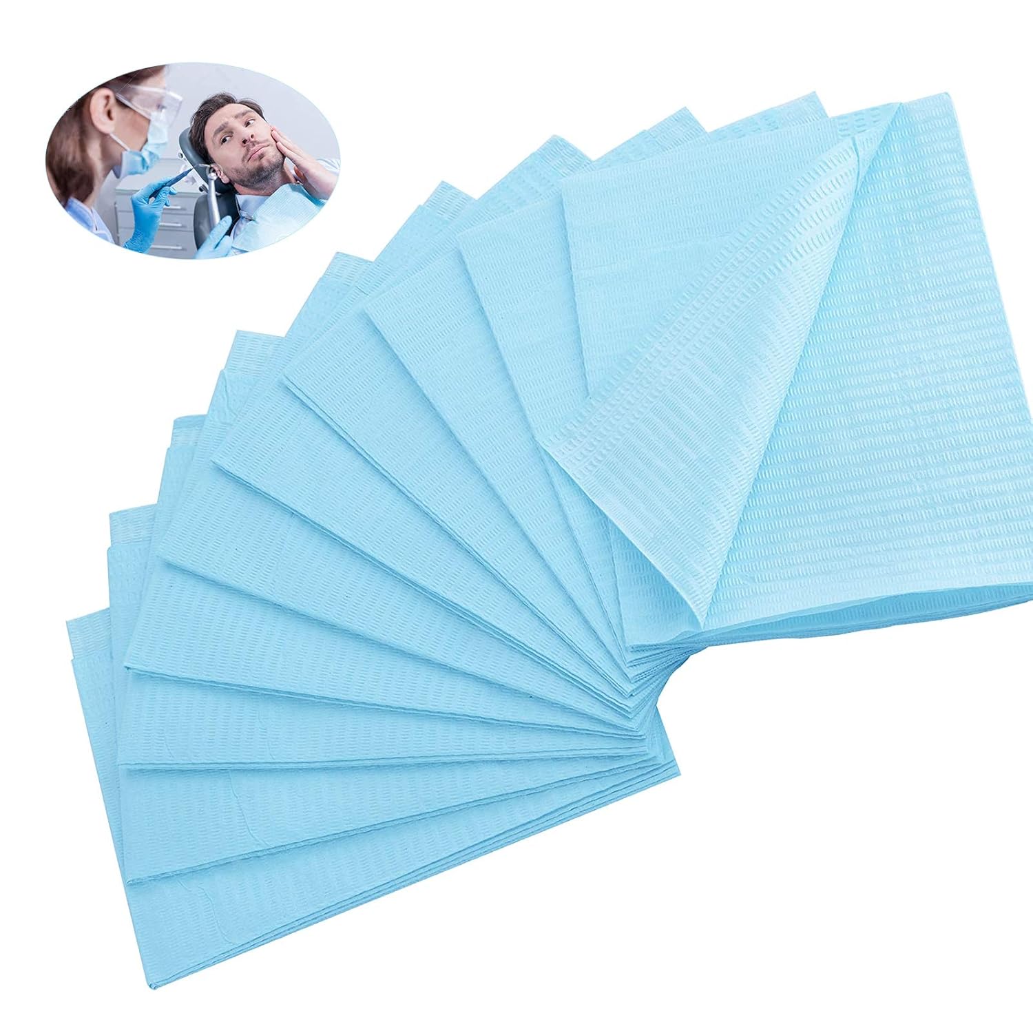 Babero desechable para dentistas, 125 piezas de papel de tatuaje para pacientes, baberos dentales Healifty de papel desechable oral, equipo de