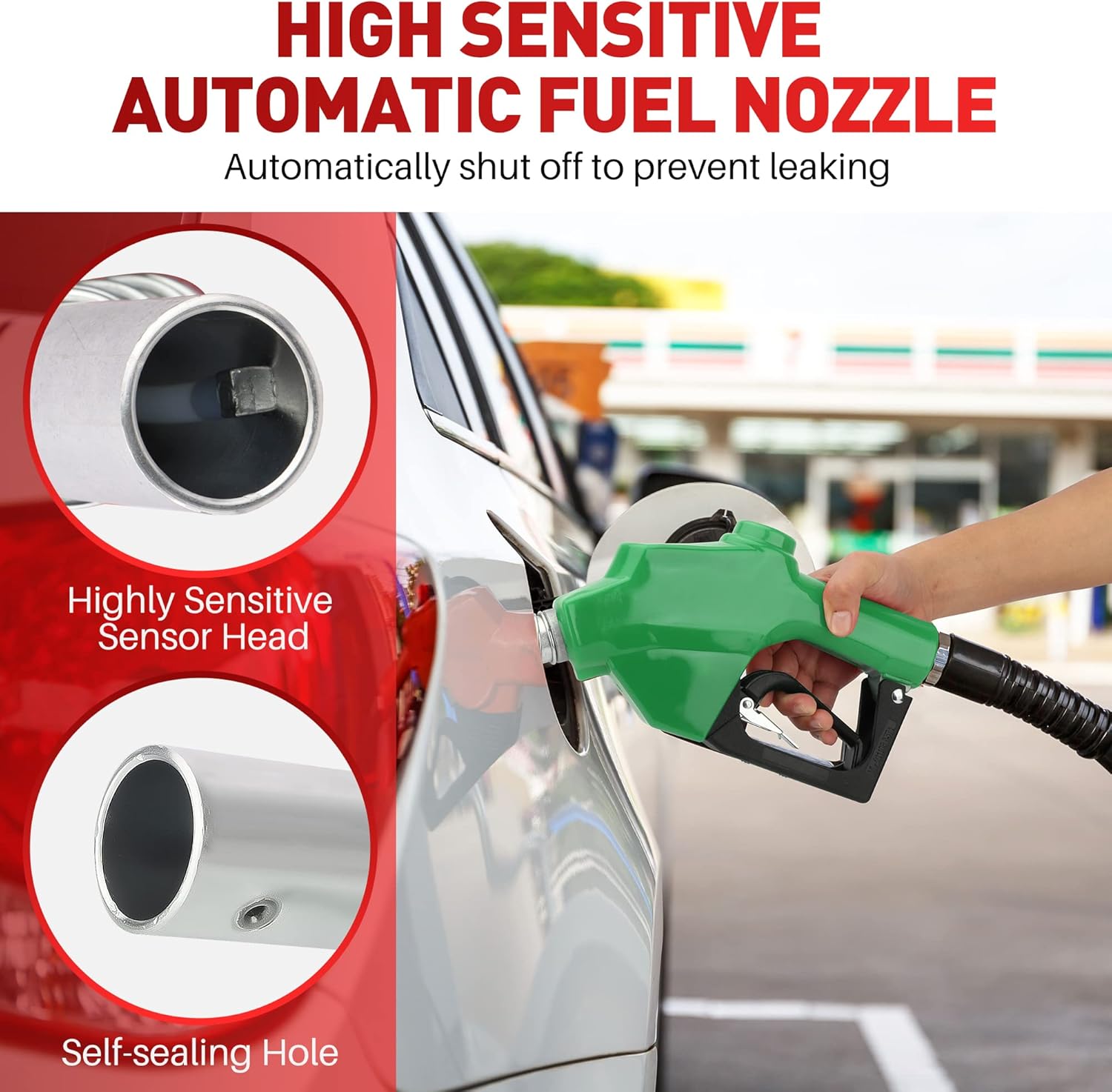 Boquilla de combustible automática de 1 pulgada  candado de 3 engranajes 32 GPM caudal máximo apagado automático de aleación de aluminio recarga