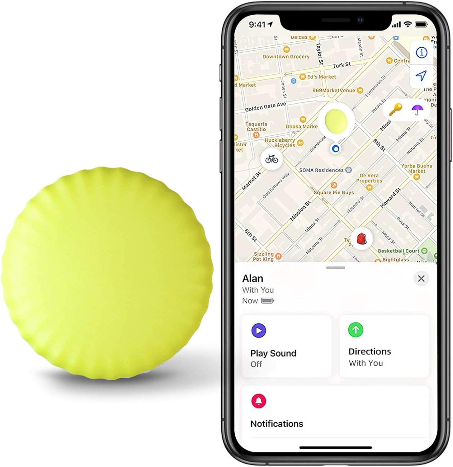 Localizador de llaves, rastreador de billetera StarTag, MangoTek Bluetooth Smart Tracker Tag funciona con Apple Find My (solo iOS), rastreador de