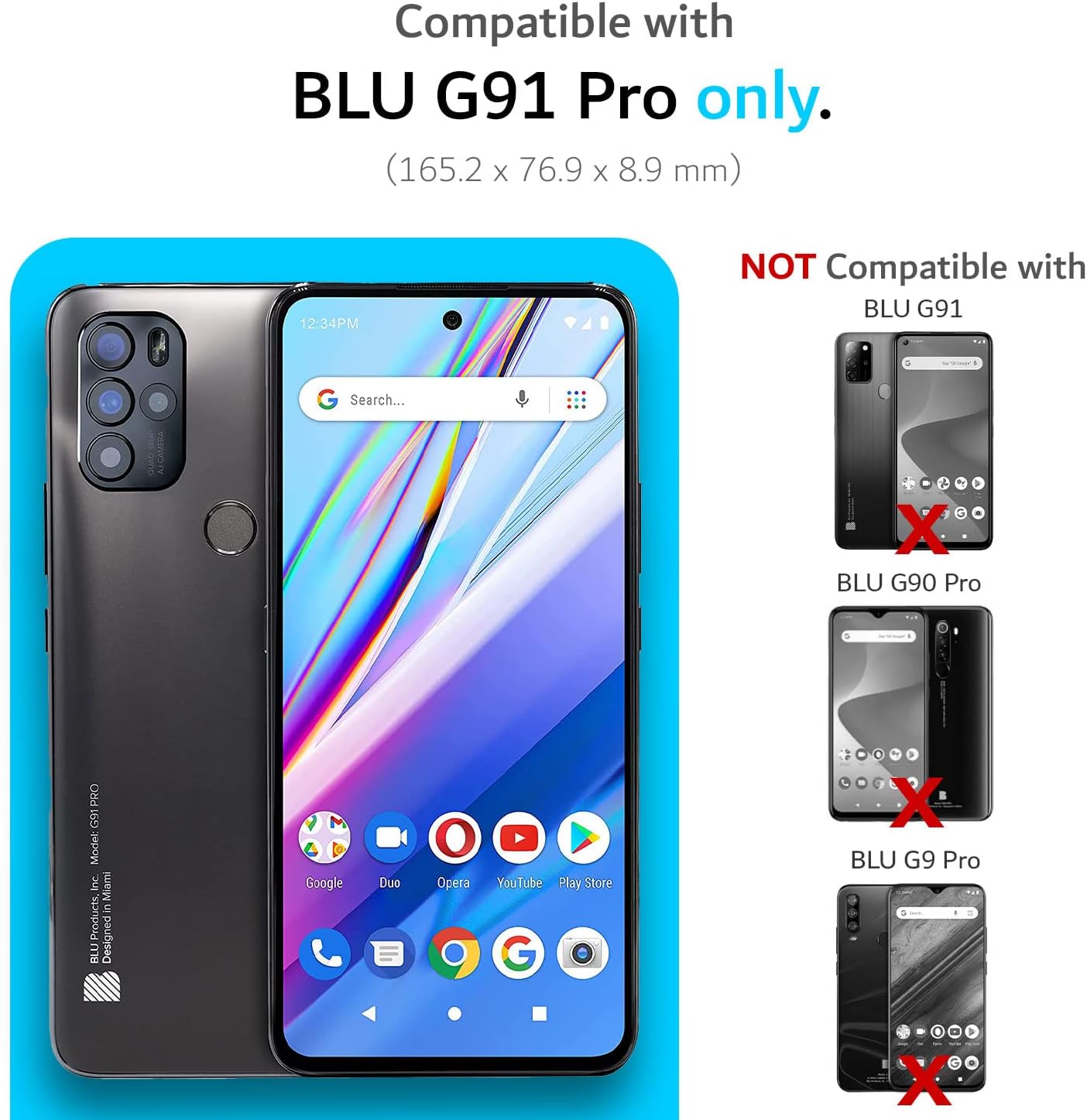 TUDIA DualShield – Funda protectora para BLU G91 Pro, a prueba de golpes, de grado militar, resistente, de doble capa, dura, delgada y dura (negro