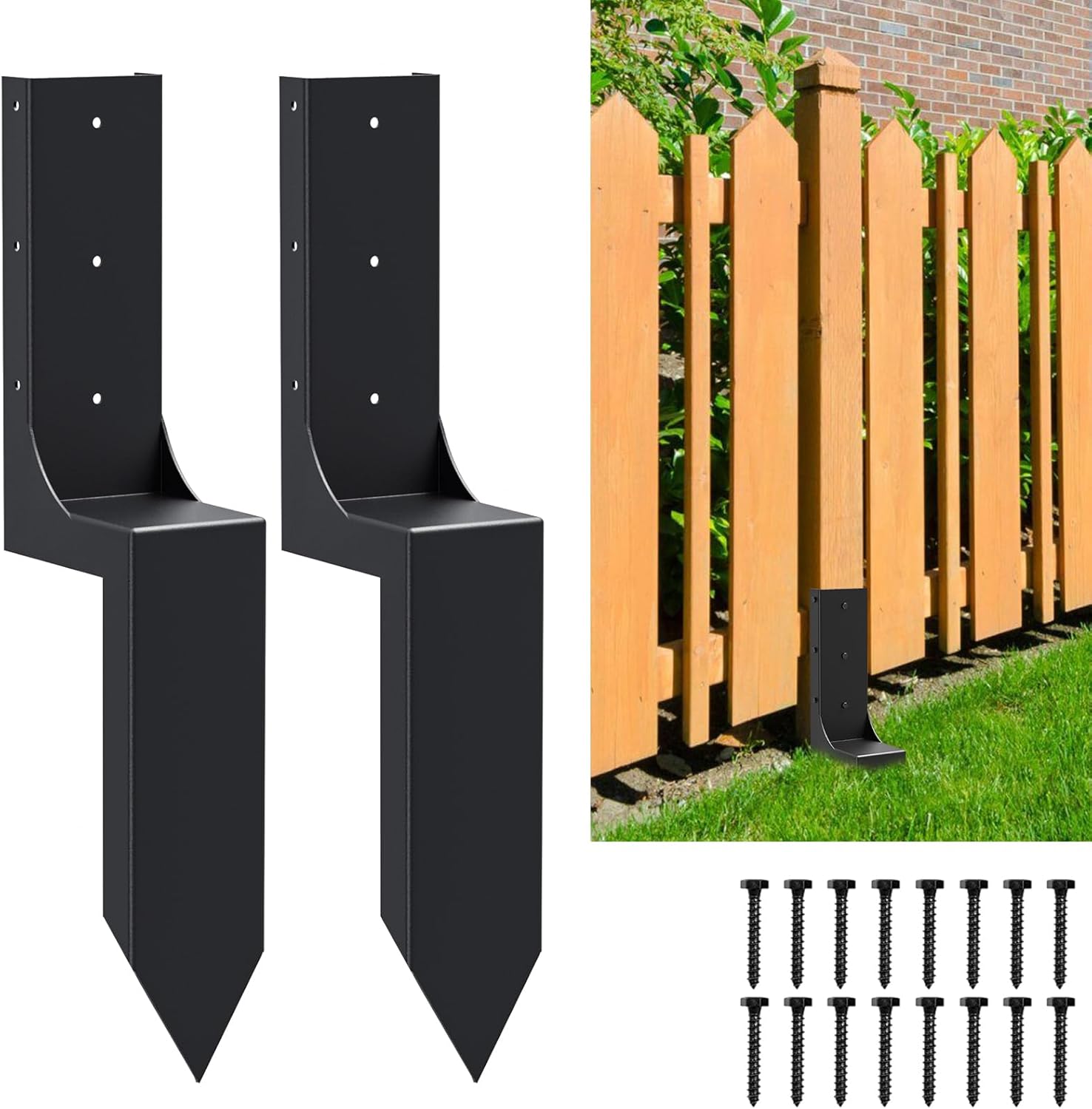 ZIIAMG Juego de reparación de postes de valla de acero resistente de 4 x 4 pulgadas (diámetro interior 3.6 x 3.6 pulgadas) (paquete de 2)