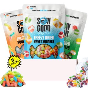 Paquete variado de dulces liofilizados por Sow Good – Skittles liofilizados, gusanos agrios, cuadrados dulces y otras variedades, paquete variado de Paquete variado de dulces liofilizados por Sow Good – Skittles liofilizados, gusanos agrios, cuadrados dulces y otras variedades, paquete variado de