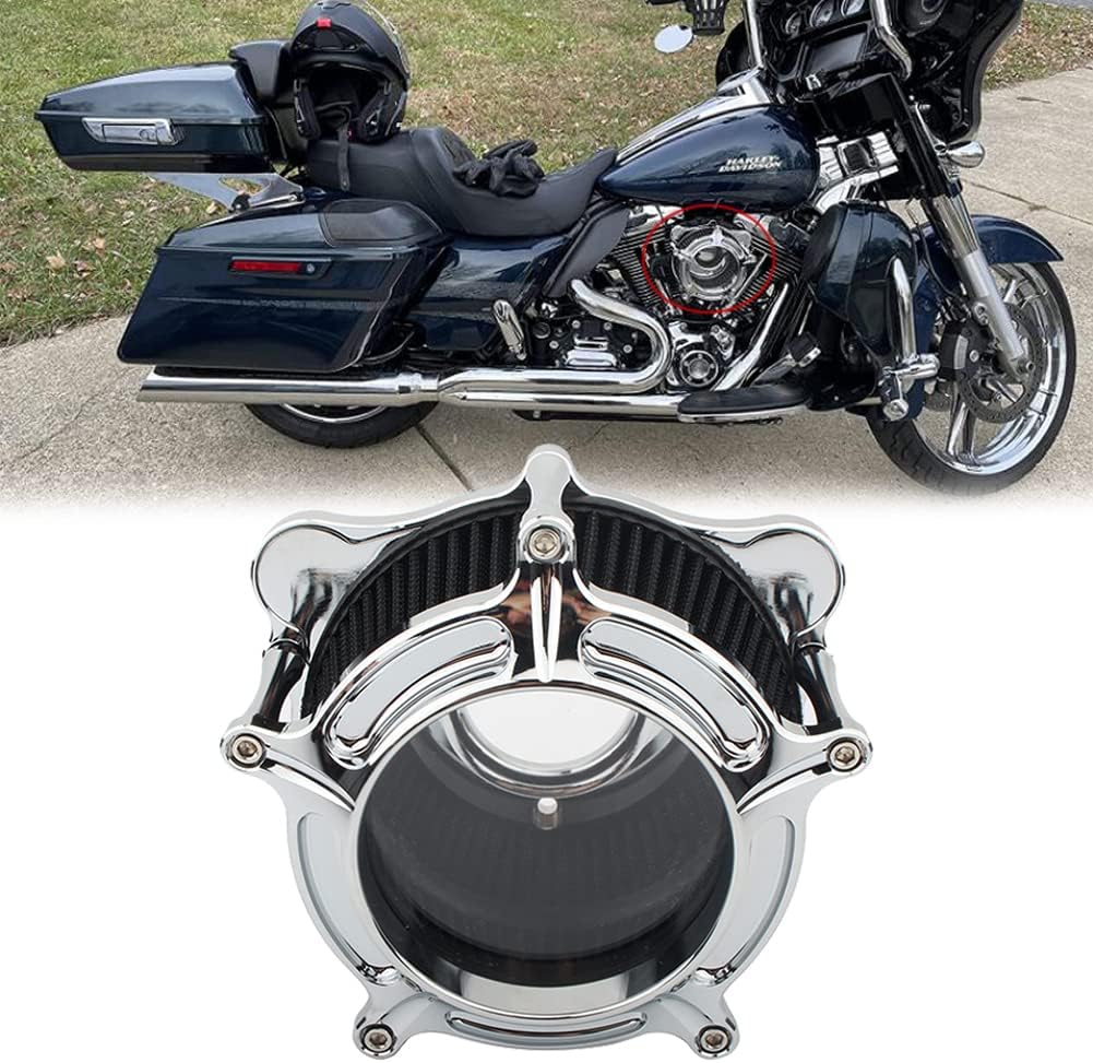 Filtro de aire de admisión de motocicleta Sistema de filtro de aire cromado Kit de filtros para Harley Touring 2008-2016 Road King Electra Glide