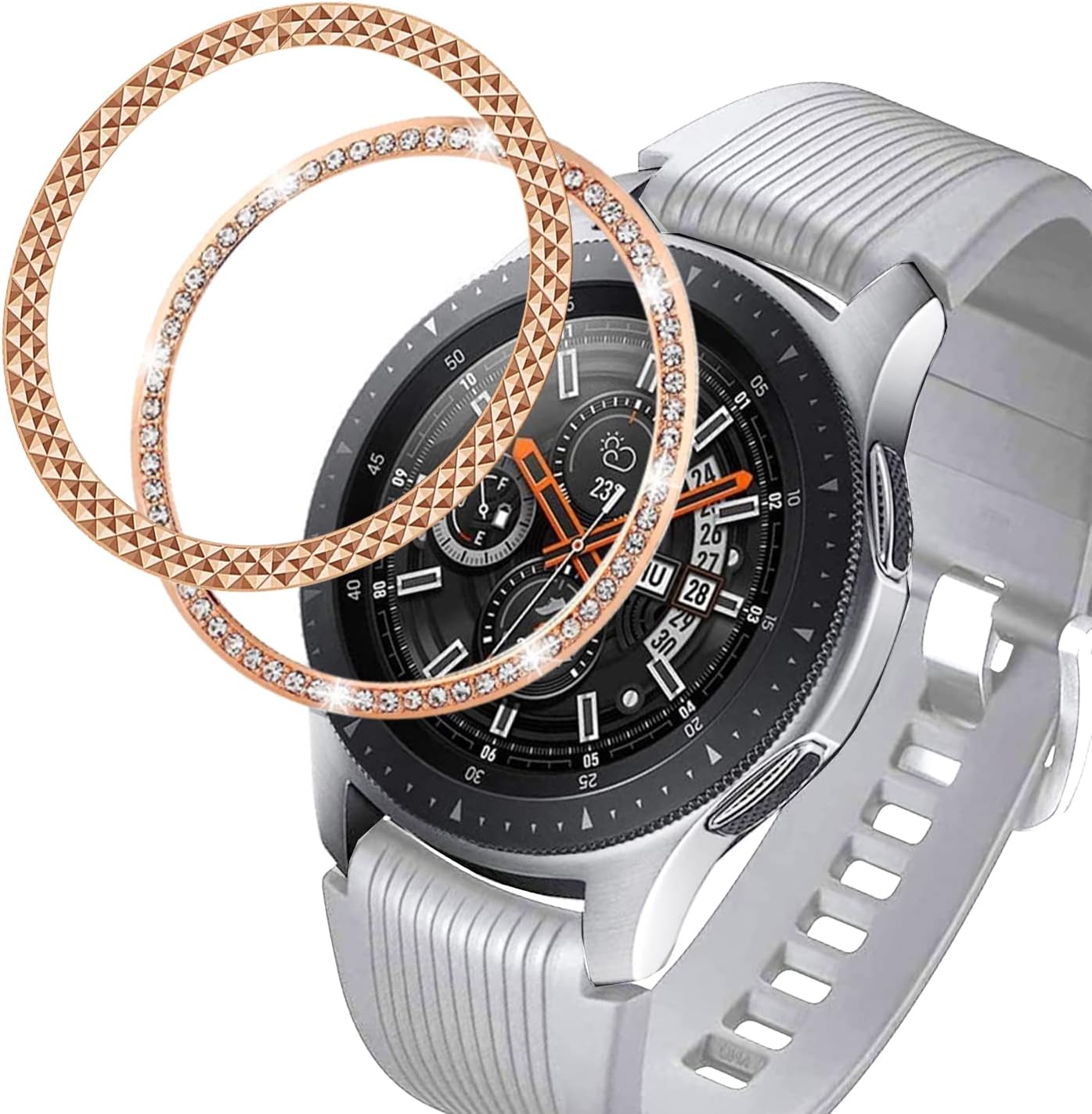 Fundas compatibles con Samsung Gear S3 FontierClassicGalaxy Watch 1.811 inGalaxy Watch 4 Classic 1.811 in, Bling Diamon + Rhombus cubierta de anillo