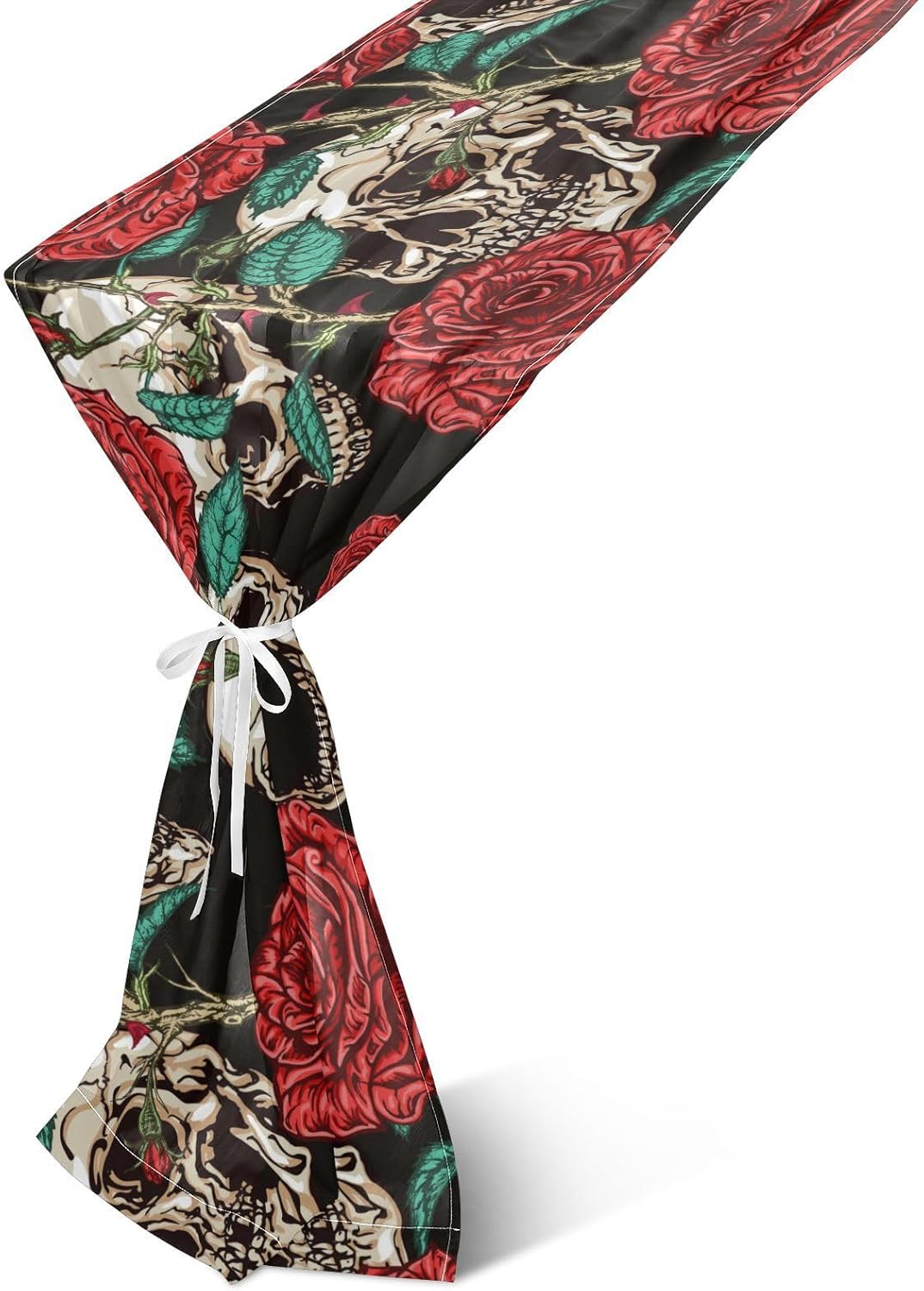 Skulls and Red Roses Table Runner Fall Decor for Desk Decor Halloween Kitchen Decor 108 Inches Long