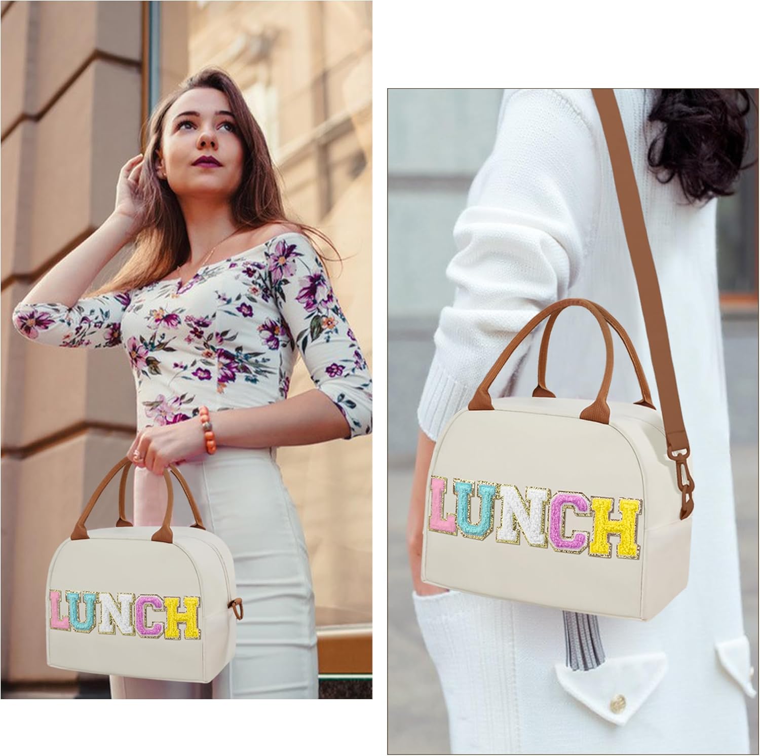 Lonchera para mujer, bolsa de almuerzo aislada grande, lonchera personalizada para niñas y adultos con correas ajustables para el hombro, bolsa de