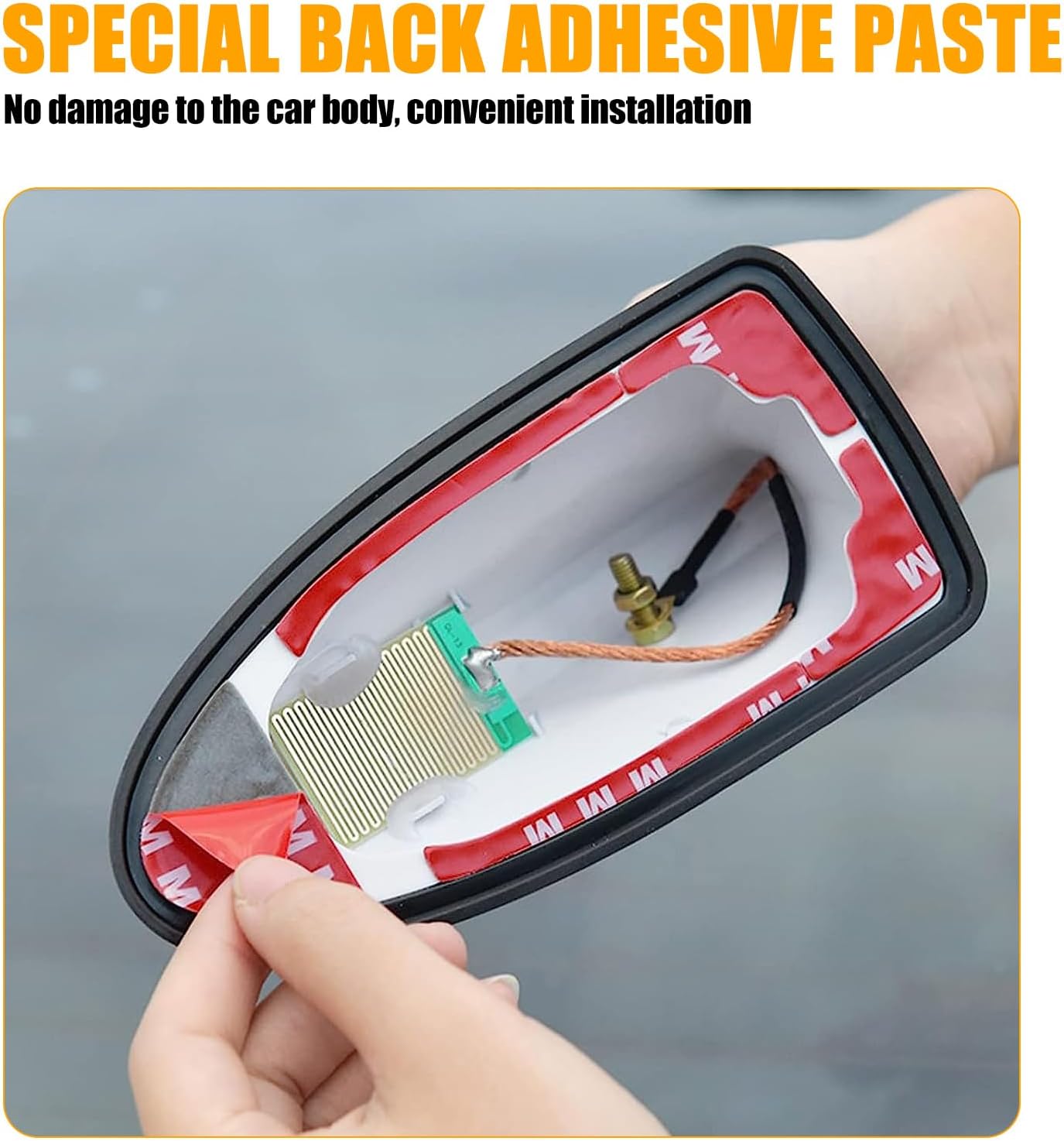 1 antena de aleta de tiburón para automóvil, receptor de señal de automóvil ABS, antena de radio para techo superior del automóvil, cubierta de base