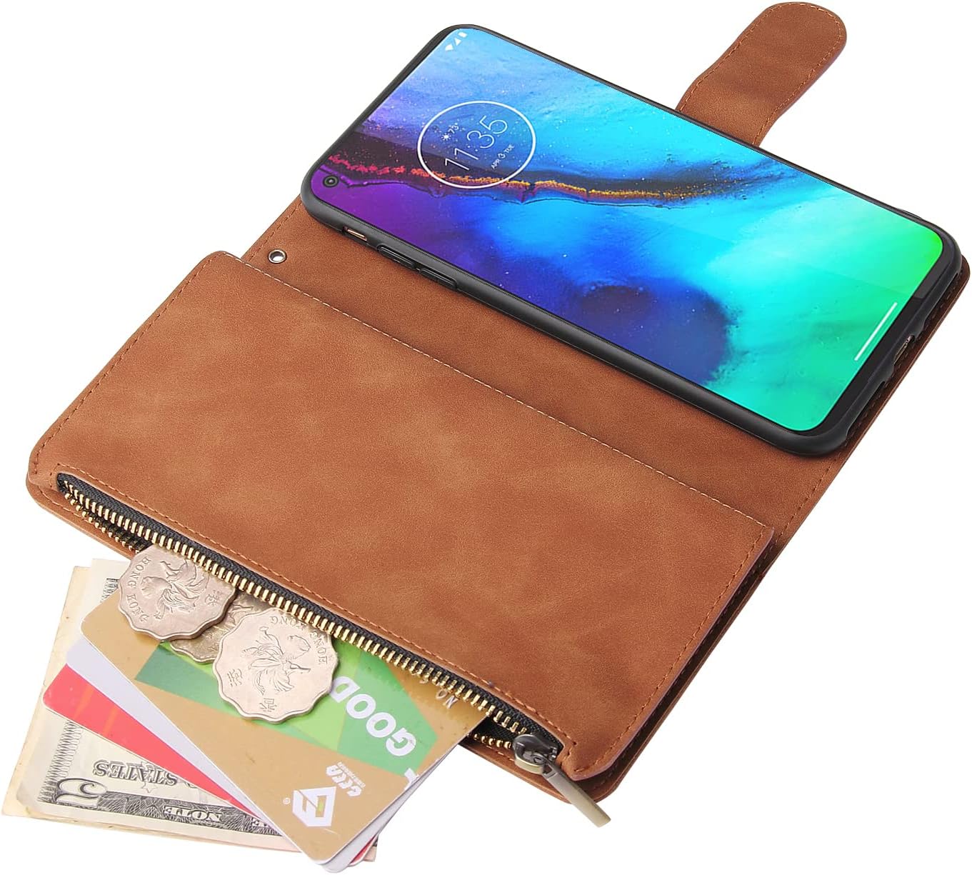 Asuwish Funda compatible con Moto G Stylus 2020 MotoG Pro y protector de pantalla de vidrio templado, funda de piel con tapa para Motorola GStylus