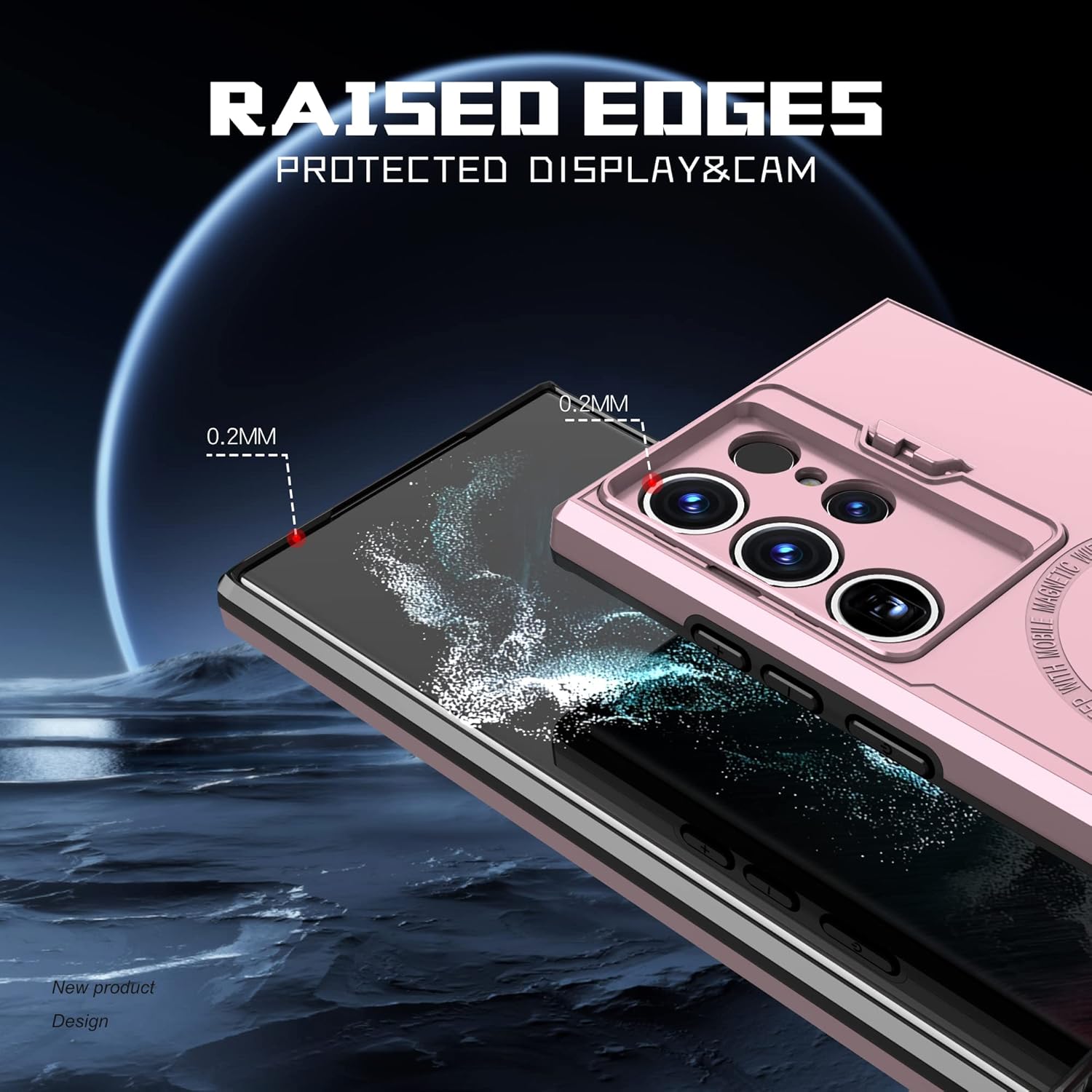 Asuwish Funda de teléfono para Samsung Galaxy S22 Ultra 5G con protector de pantalla de vidrio templado y soporte delgado, accesorios móviles