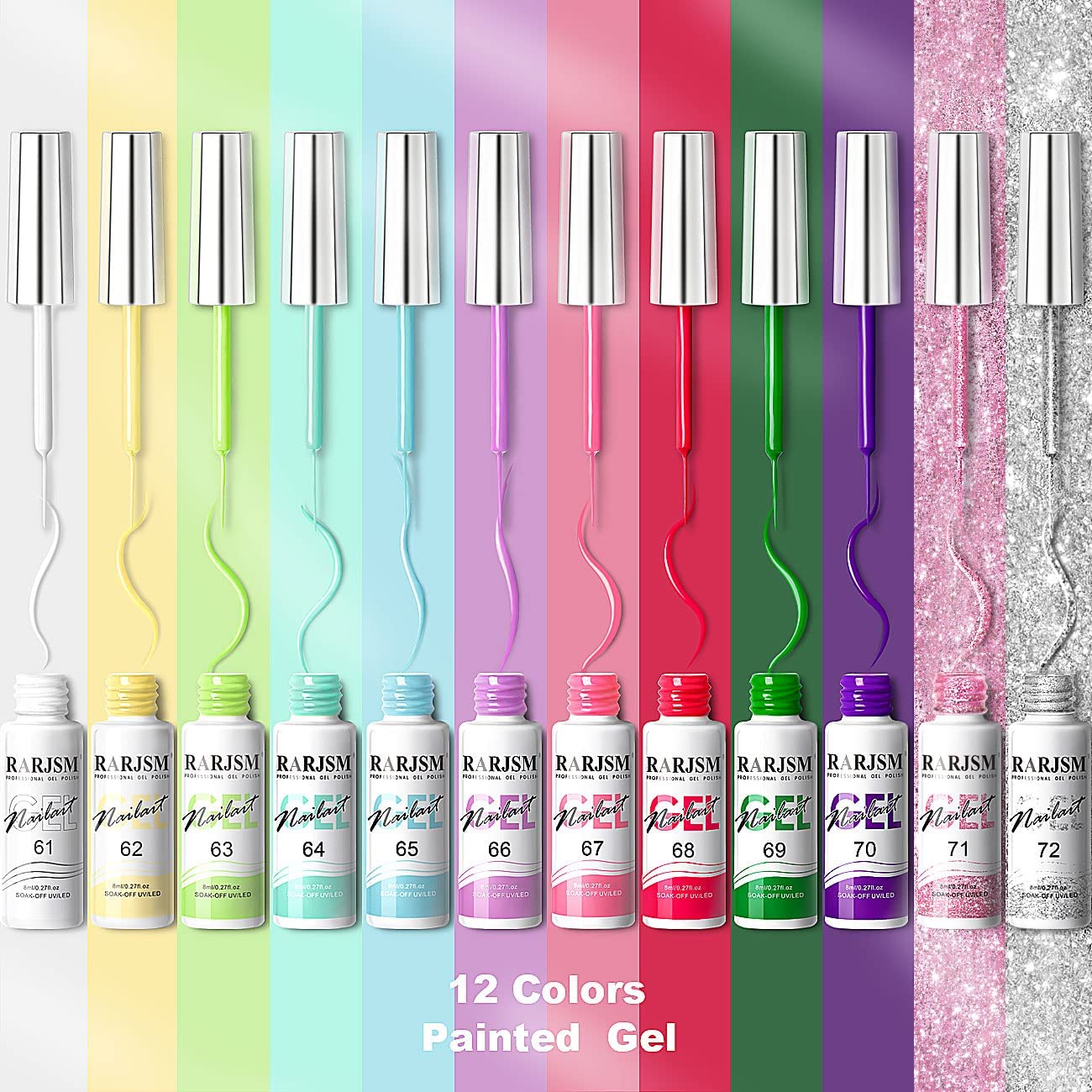 RARJSM Gel Liner Nail Art, colección de algodón de azúcar, juego de esmalte de uñas en gel para dibujo de alambre para diseño de uñas