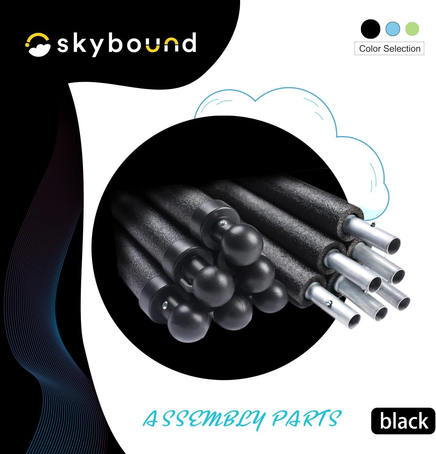 SkyBound Juego completo de 6 postes y accesorios de repuesto universales. Red no incluida. Variedad de colores