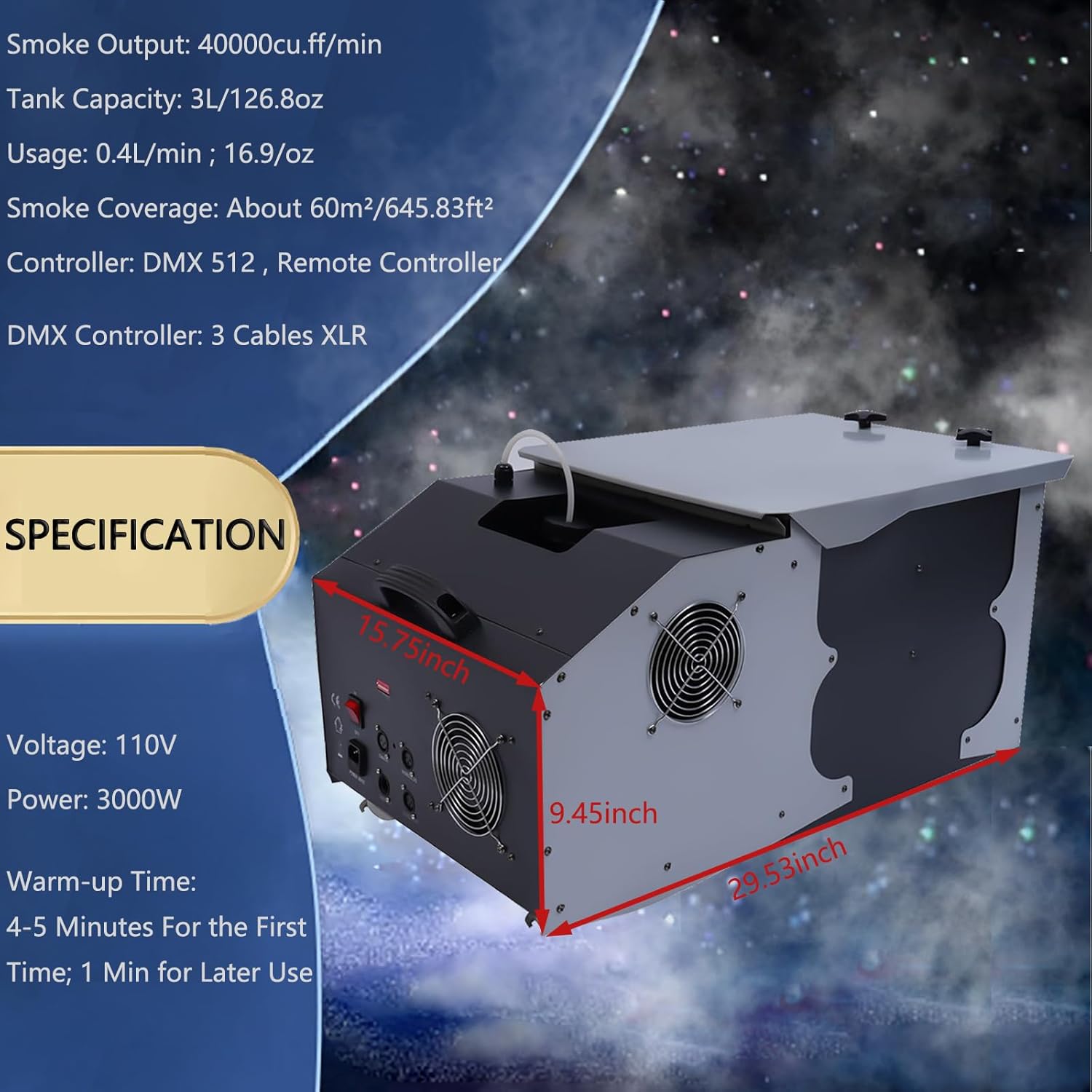Máquina de niebla de humo bajo de 3000 W, nebulizador de escenario, máquina de humo de piso para escenario de club, boda, teatro, negro, crea una