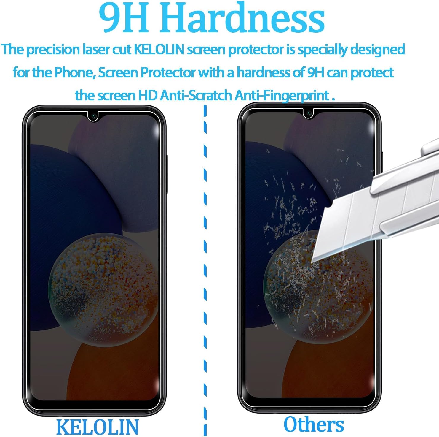 KELOLIN Paquete de 2 protectores de pantalla de privacidad para Samsung Galaxy A14 5G, dureza 9H, arañazos, antiespía, protector de pantalla de