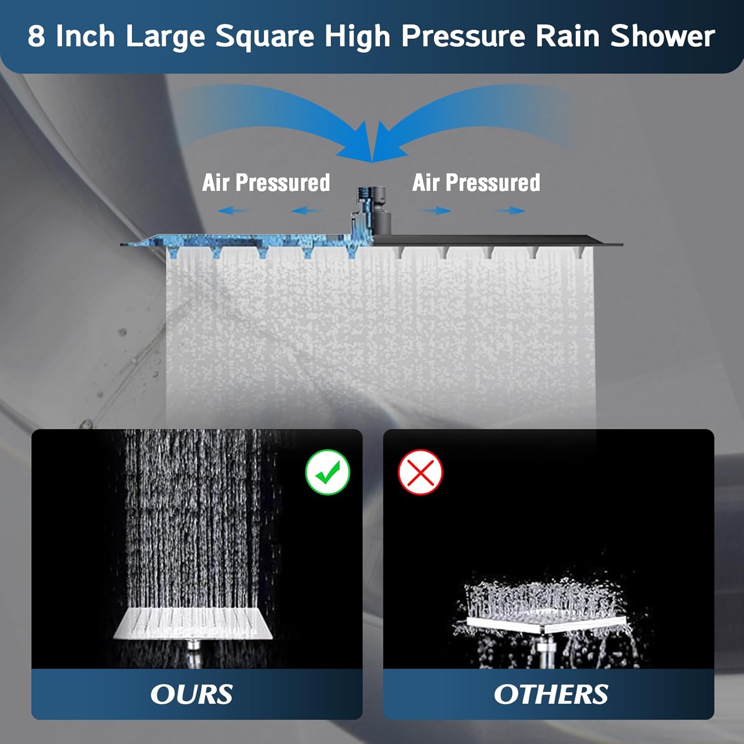 Cabezal de ducha, cabezal de ducha de lluvia de 8 pulgadas con rociador de mano con brazo de extensión ajustable de ángulo de 11 pulgadas, regulador