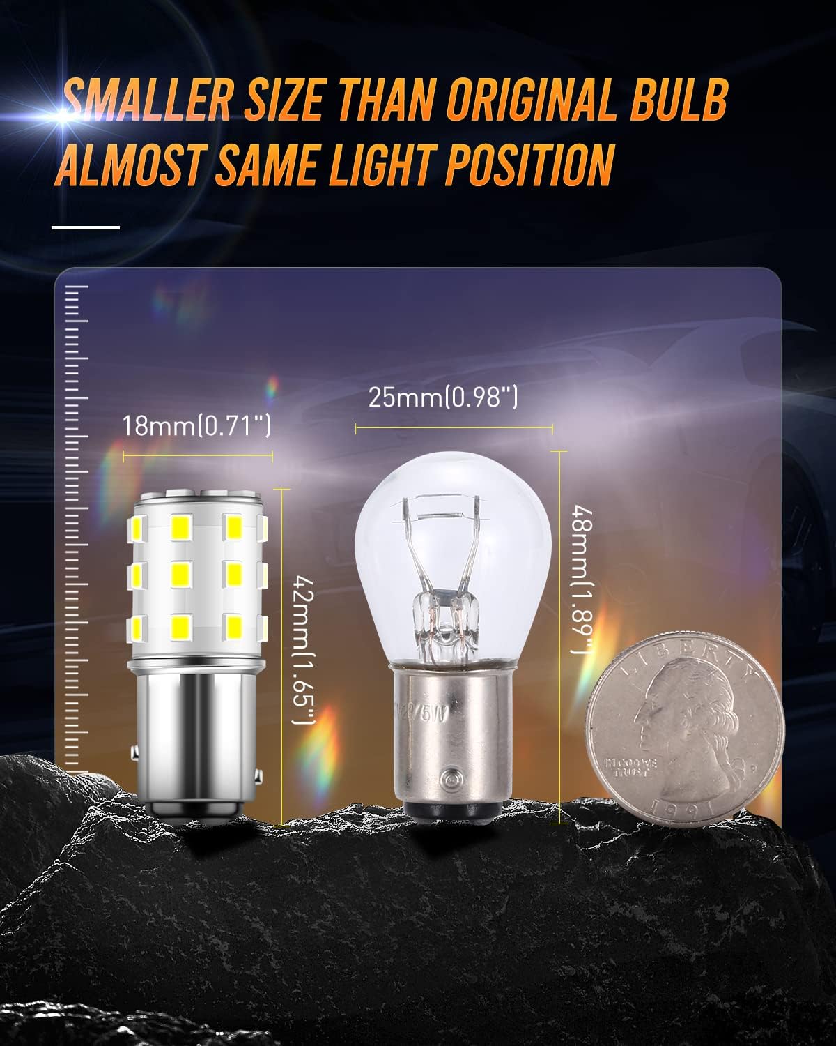 LUYED, 2 bombillas de led de 800lúmenes súper brillantes para ópticas traseras, luces de freno y de giro 1157 2835 33-EX Chipsets 1157 2057 2357 7528