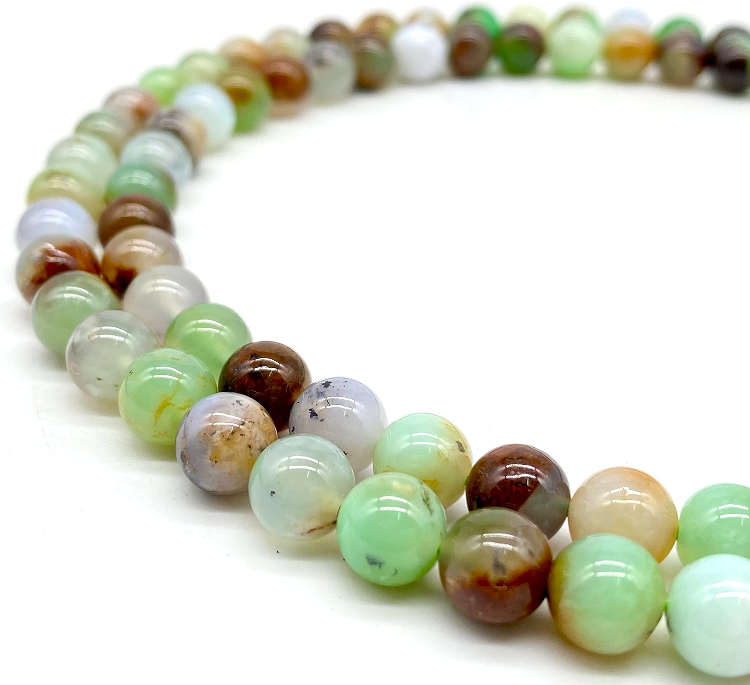 ABCGEMS – Cuentas de crisoprasa tricolor australiana (grado AAA, hermosas inclusiones), piedra curativa energética de chakras de cristal natural,