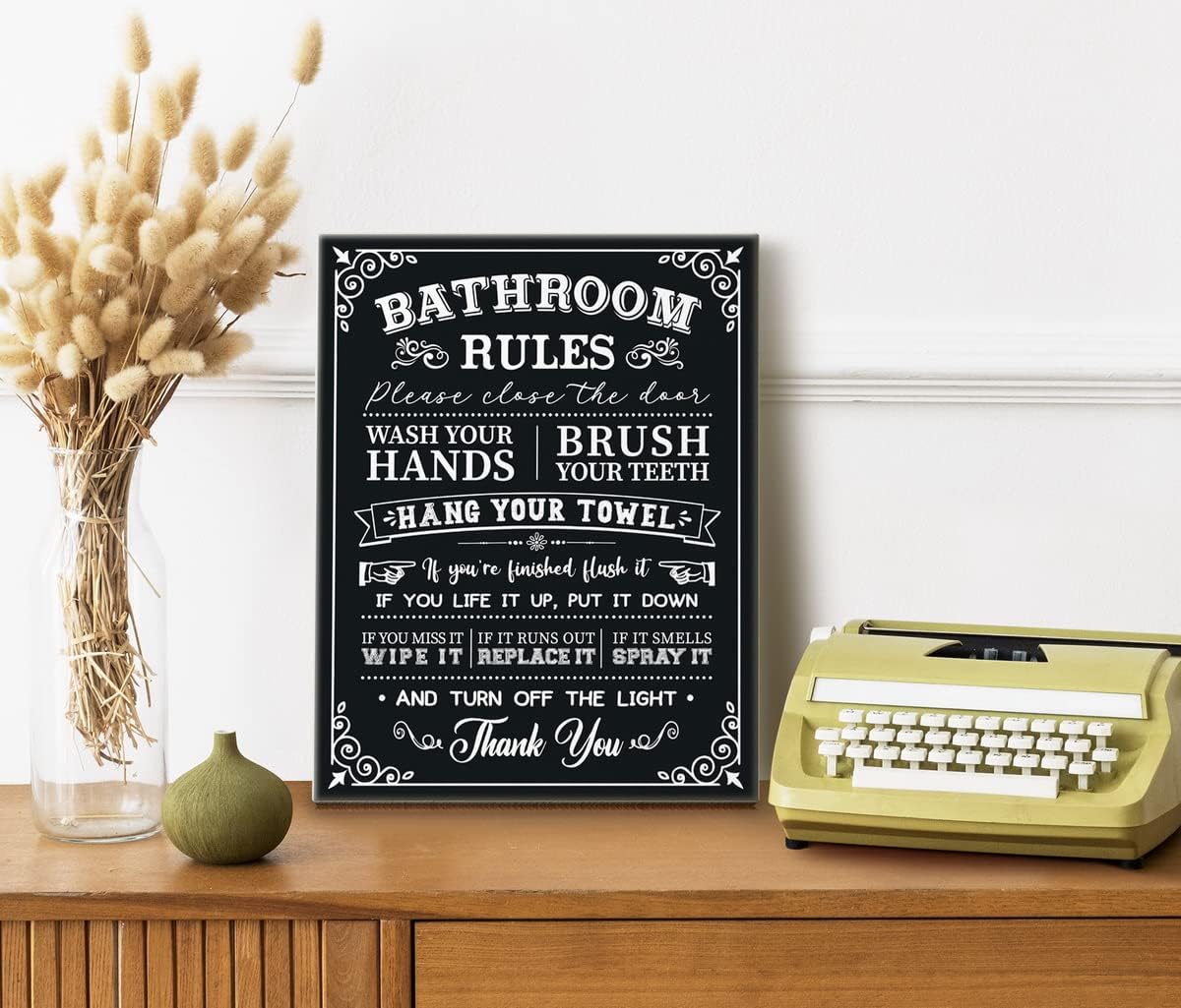 Lienzo decorativo de pared para baño, divertidos letreros rústicos con reglas de baño, impresiones en lienzo, póster de pared para decoración de