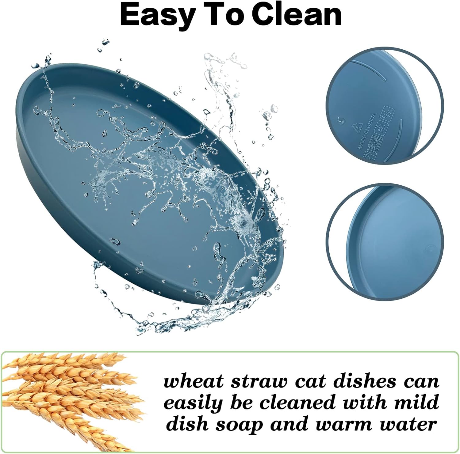 Fhiny 24 cuencos para gatos con bigote para aliviar la fatiga, 6 pulgadas, plato de comida para gatitos, plato de paja de trigo, minimalista, plato