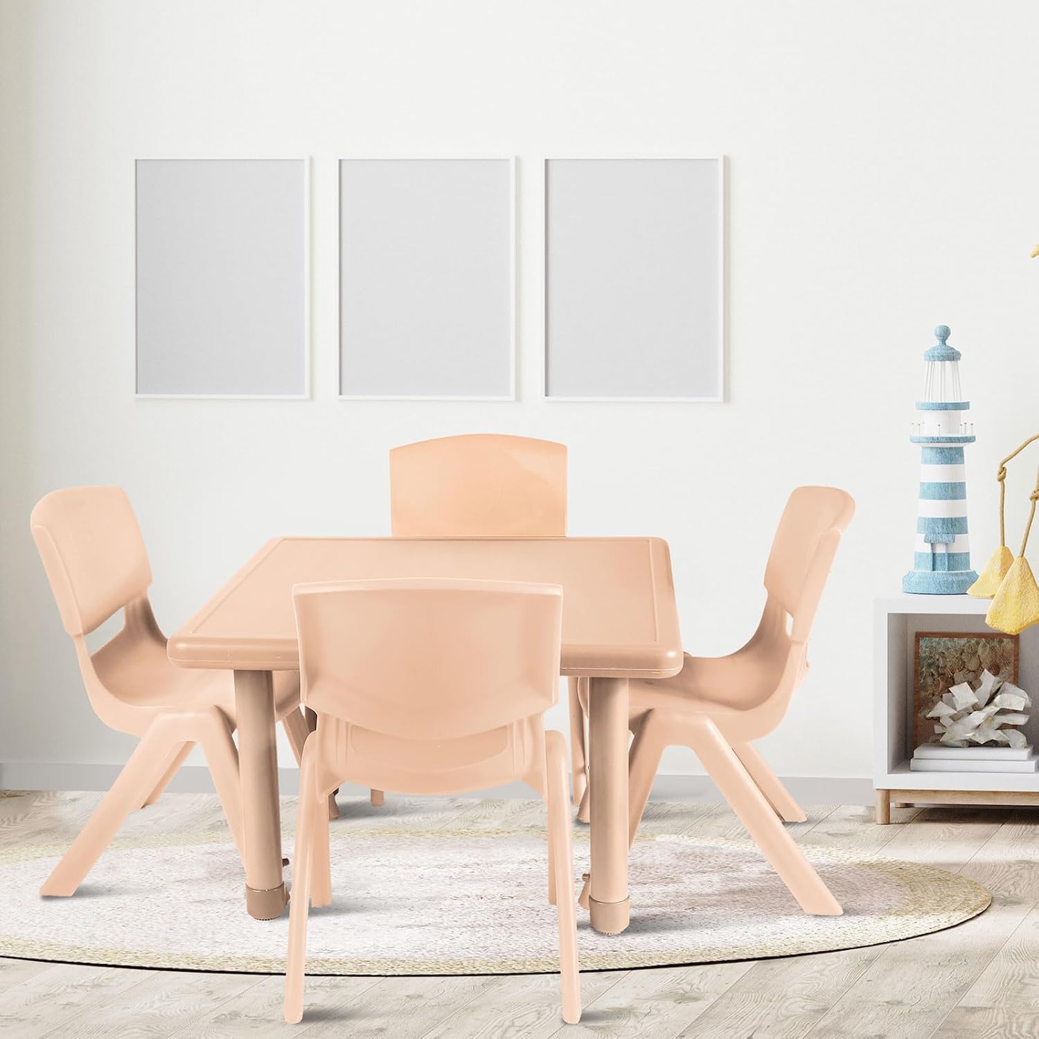 Mesa de plástico para aula de 24 pulgadas, mesa de actividades cuadrada de altura ajustable, muebles de aula, escritorio de actividades impermeable