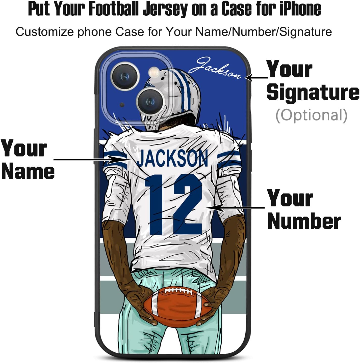Funda de fútbol personalizada con nombre y número para iPhone 15 Pro Max 14 13 12 11 Xs Max Xr SE3 8 7 6 Plus 11 Pro Mini, silicona líquida con