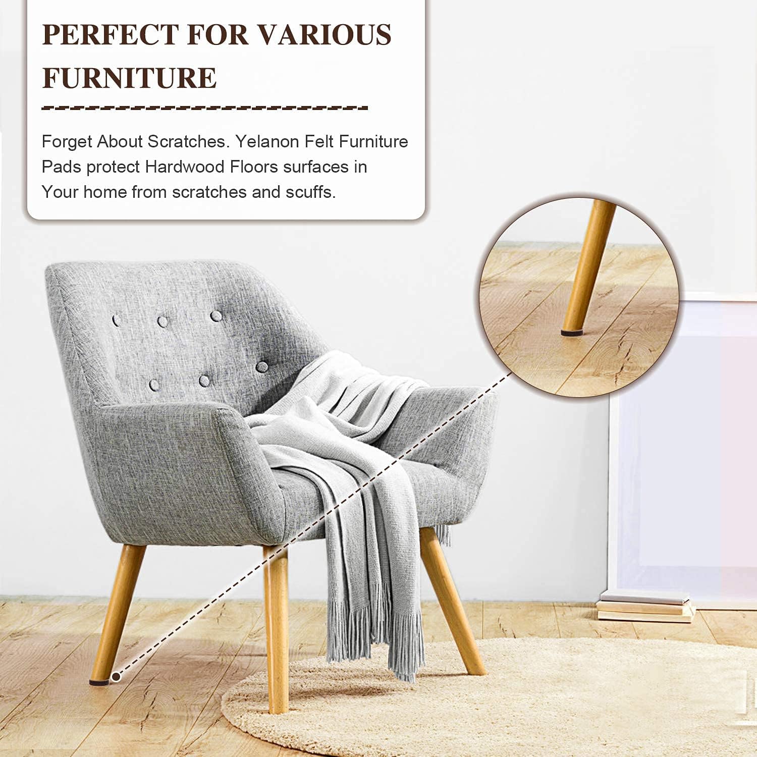 Almohadillas de fieltro para muebles, 321 unidades, autoadhesivas, almohadillas de fieltro cortables, protectores de suelo antiarañazos para patas