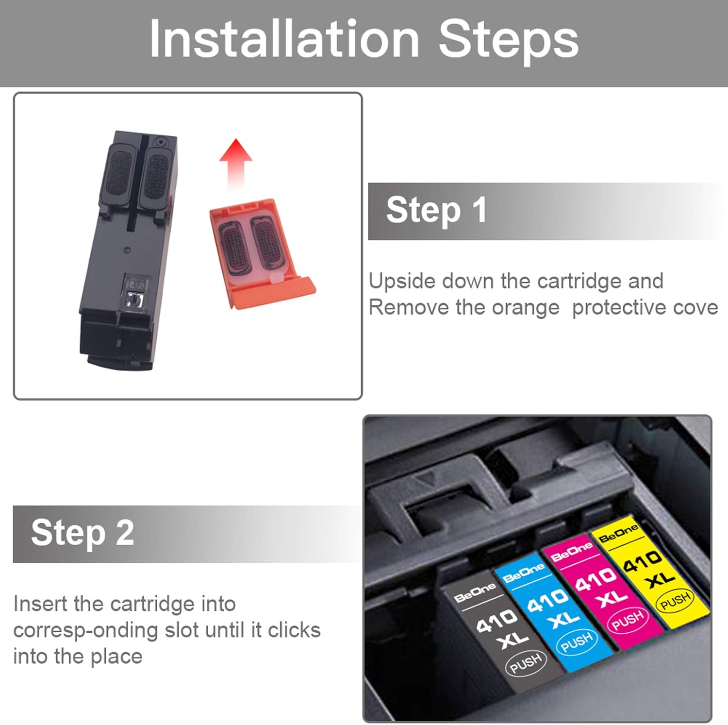 BeOne Remanufactured Ink Cartridges Replacement for Epson 410XL 410 XL T410 T410XL to Use with Expression XP-7100 XP-830 XP-640 XP-630 XP-530 XP-635
