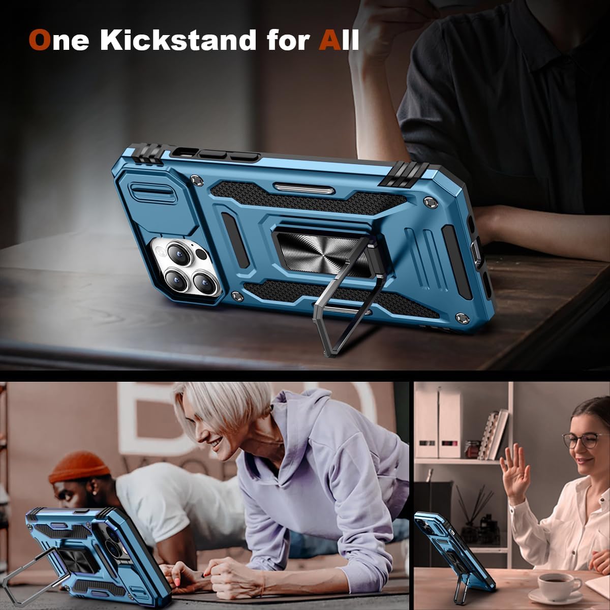 Funda para Samsung Galaxy S23 Ultra, con soporte, cubierta deslizante para cámara, parte trasera mate de grado militar, a prueba de golpes, para