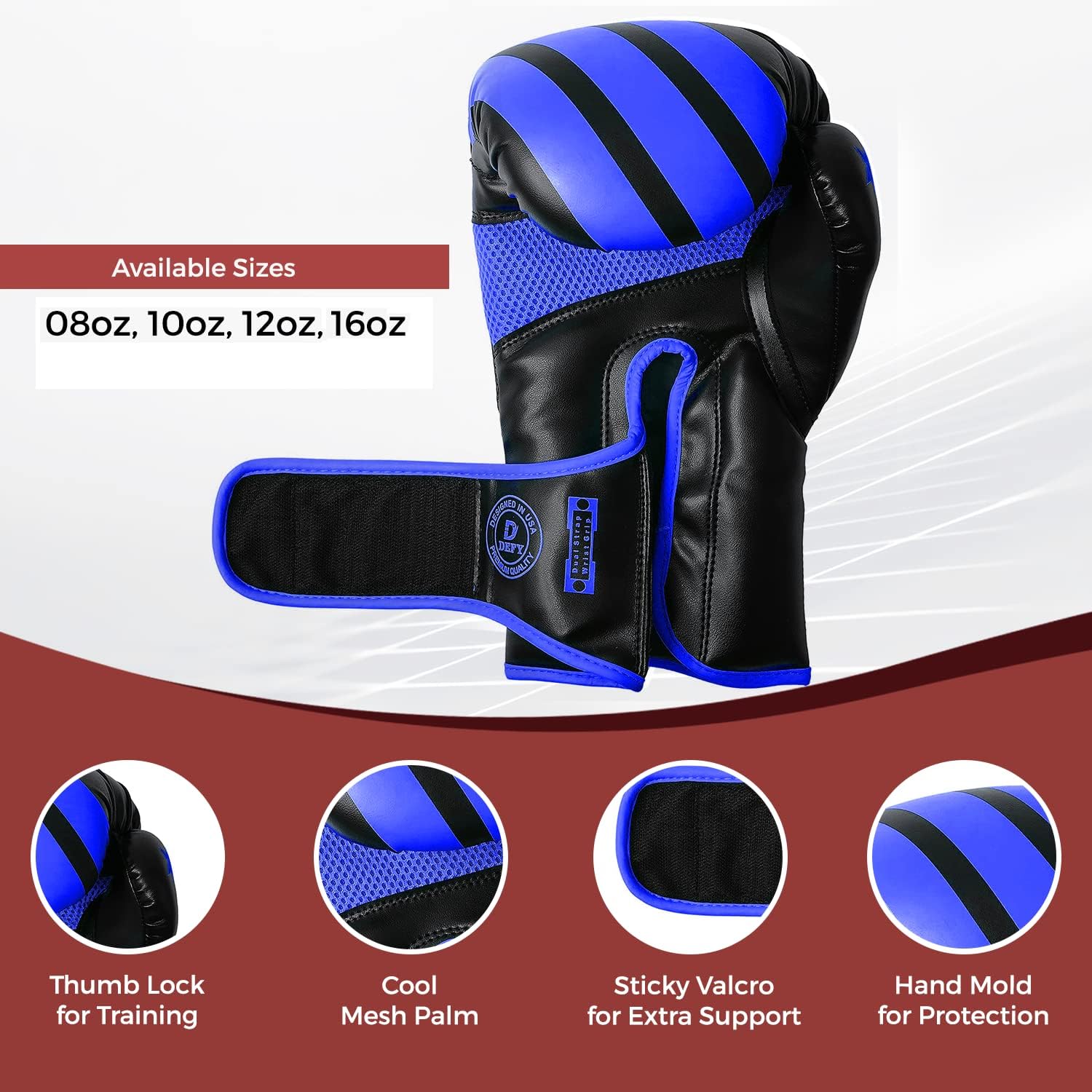 DEFY – Guantes de boxeo maravillosos para hombres y mujeres, para entrenamiento de Muay Thai, Kick Boxing, de cuero, Sparring, bolsa pesada, guantes