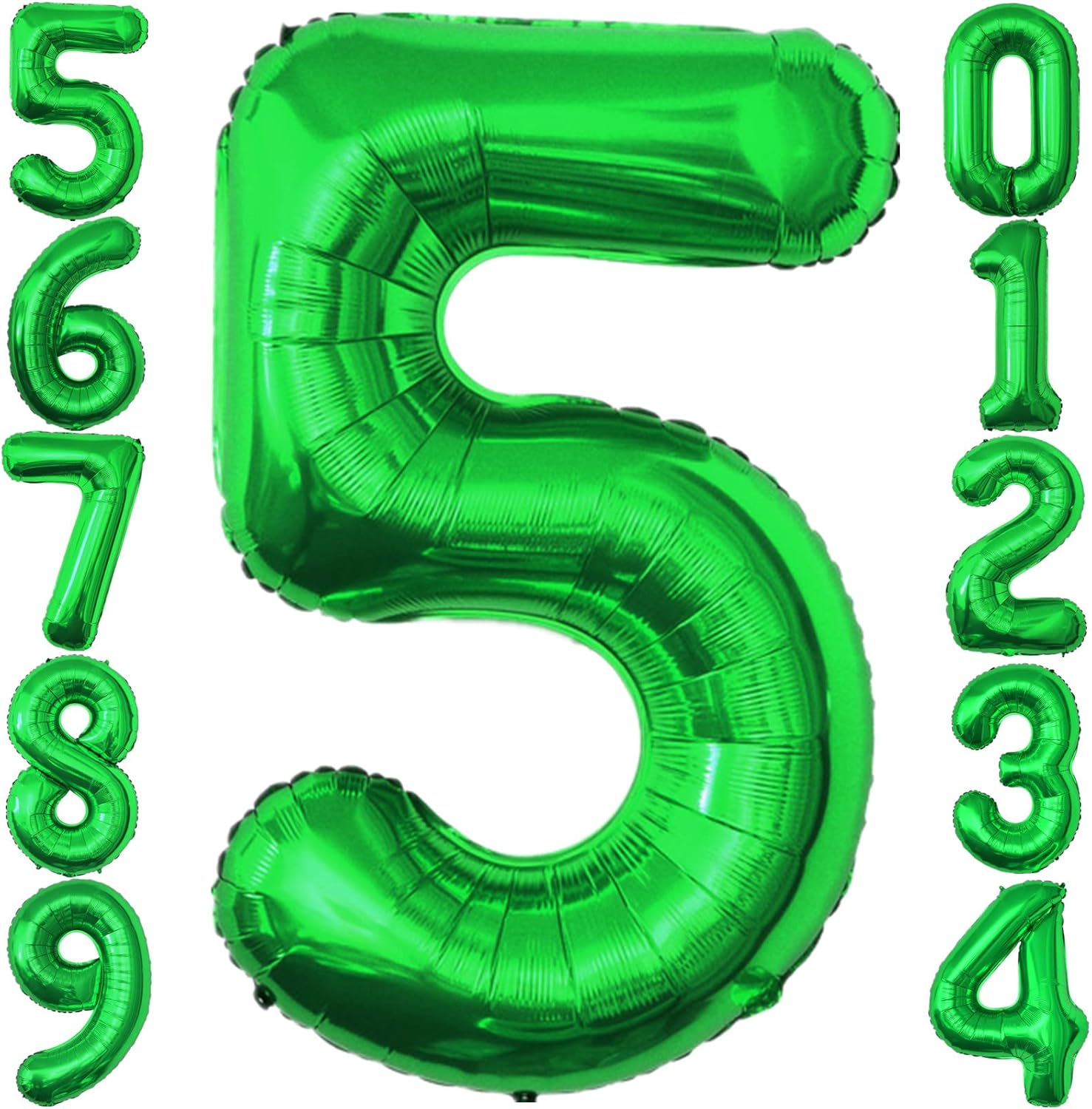Globos digitales de 40 pulgadas, color verde oscuro del número 0-9, globos grandes de aluminio Mylar número 5 para boda, graduación, baby shower,