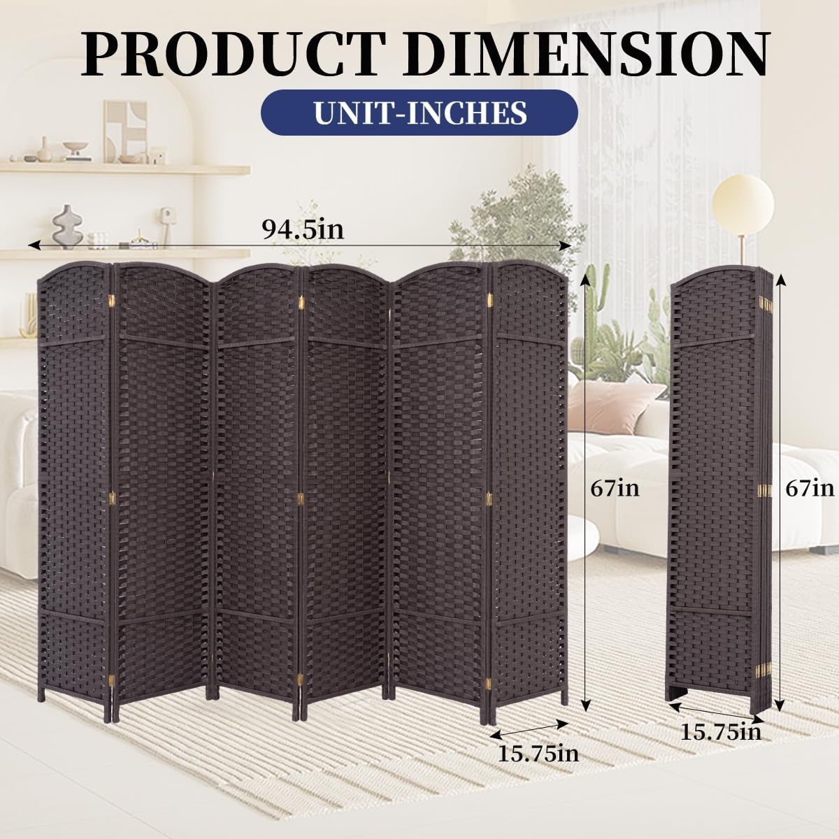 Divisor de habitación, pantallas de privacidad plegables con doble bisagra, separadores de habitación y pantallas de privacidad plegables, divisor