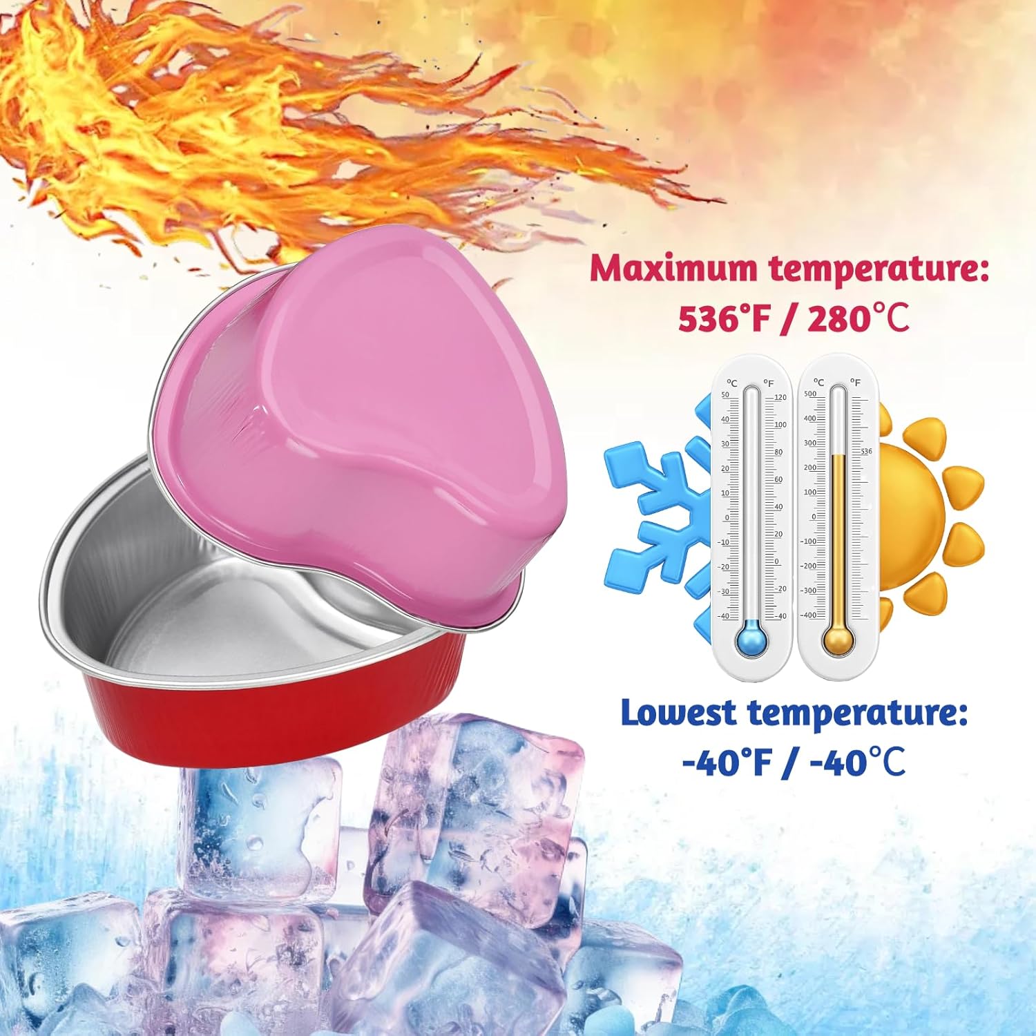 50 mini moldes para tartas de 3.5 onzas fluidas de 3.5 onzas líquidas, moldes para pasteles con forma de corazón para el día de San Valentín con