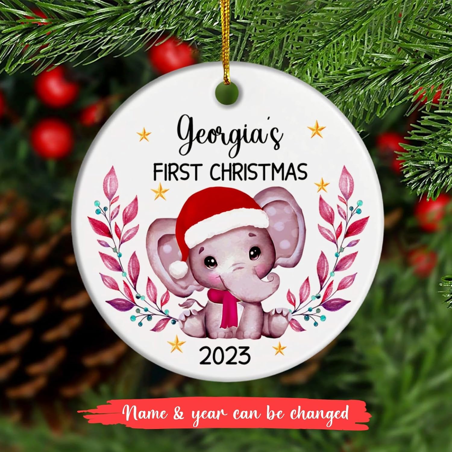 Adorno de primera Navidad de elefante para bebé, adorno de primera Navidad del bebé, adornos personalizados de primera Navidad, regalos para niños y