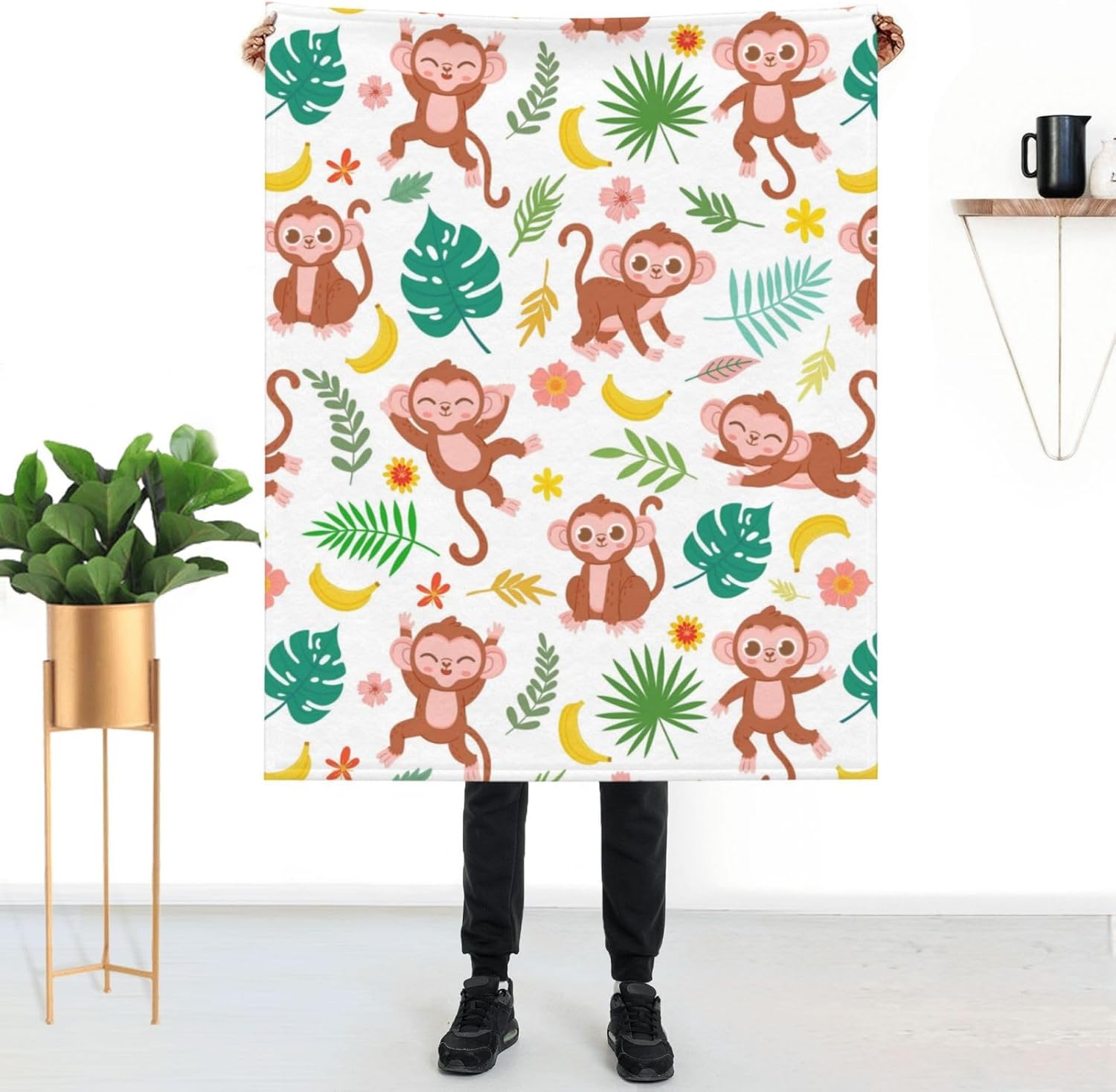 Manta de mono para mujer, suave manta de forro polar de verano, lavable, manta ligera de viaje para sofá, cama, sillón durante todas las estaciones