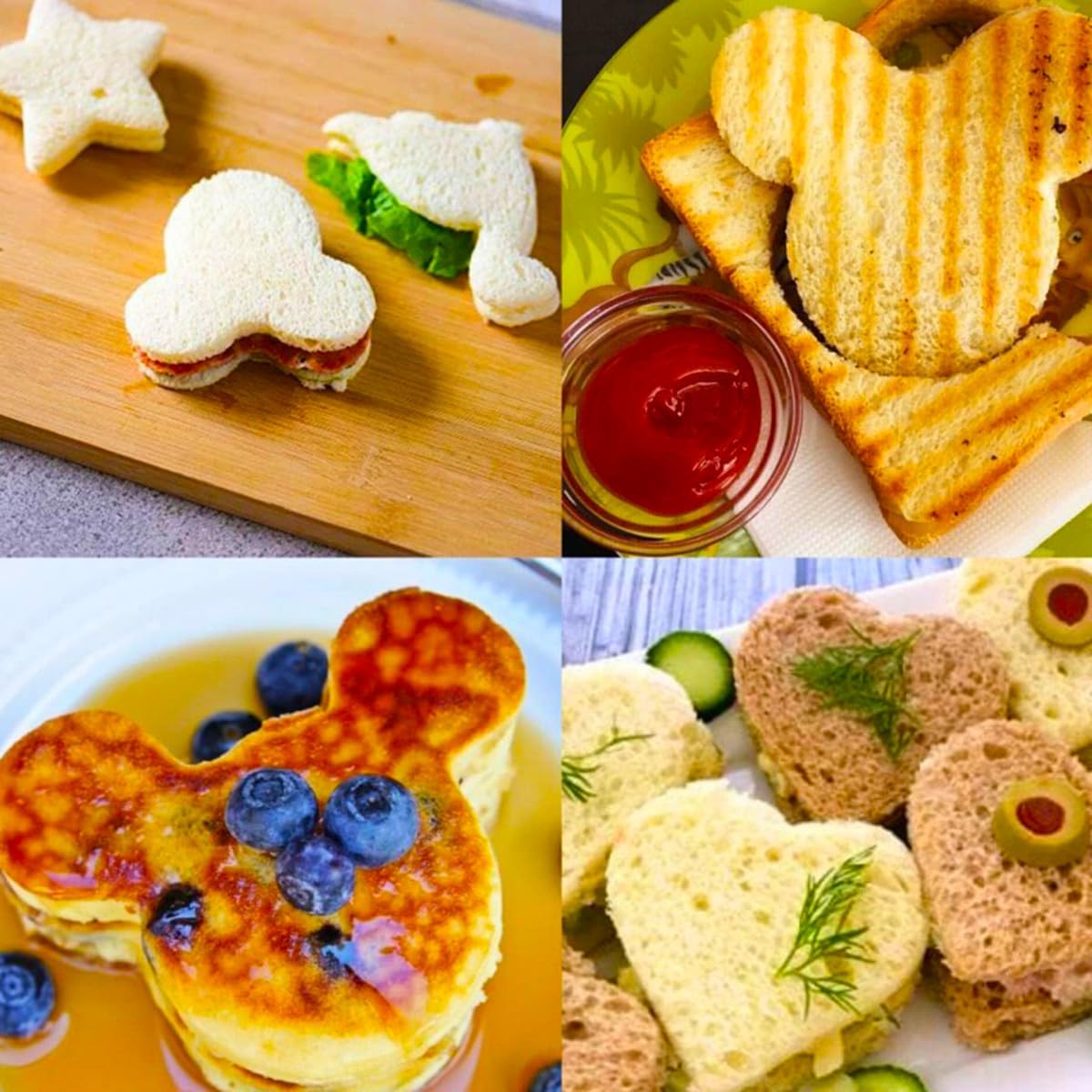 28 cortadores de galletas sándwich para niños con asa, grandes formas de dinosaurio, corazón, estrella, ratón, cortadores de fondant, 13 cortadores