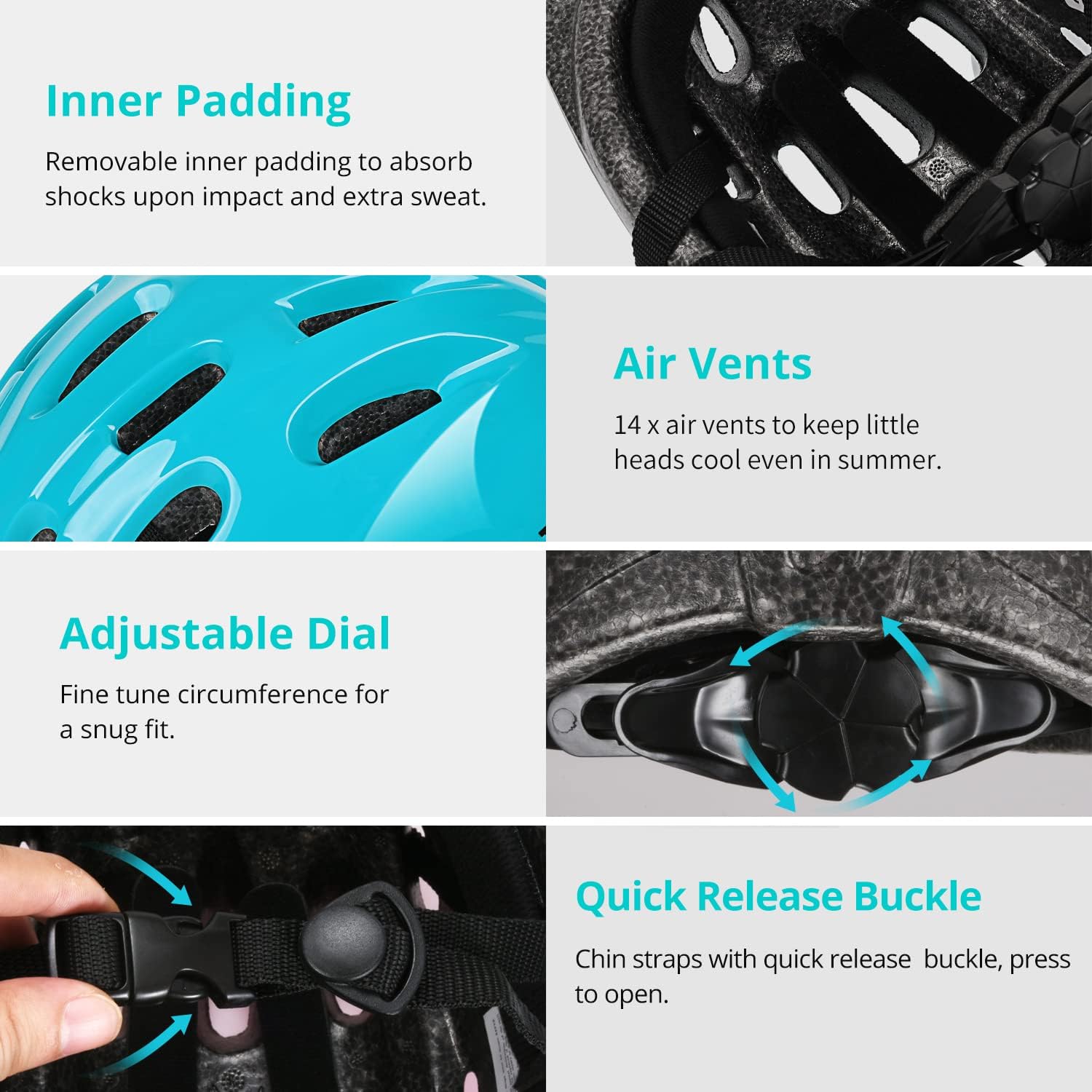 Casco de bicicleta para niños pequeños, casco multideportivo ajustable para niños y niñas