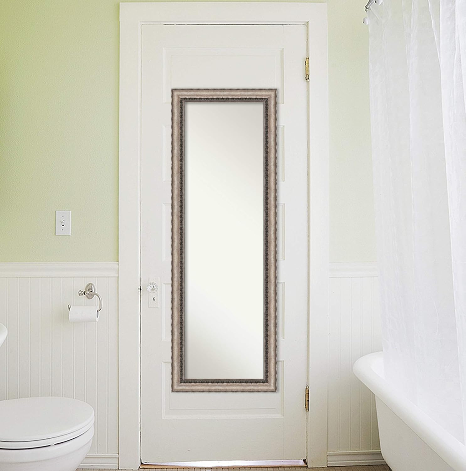 Amanti Art Espejo de pared para puerta, espejo de cuerpo completo (52.25 x 18.25 pulgadas), espejo de cuerpo completo plateado adornado Lyla y