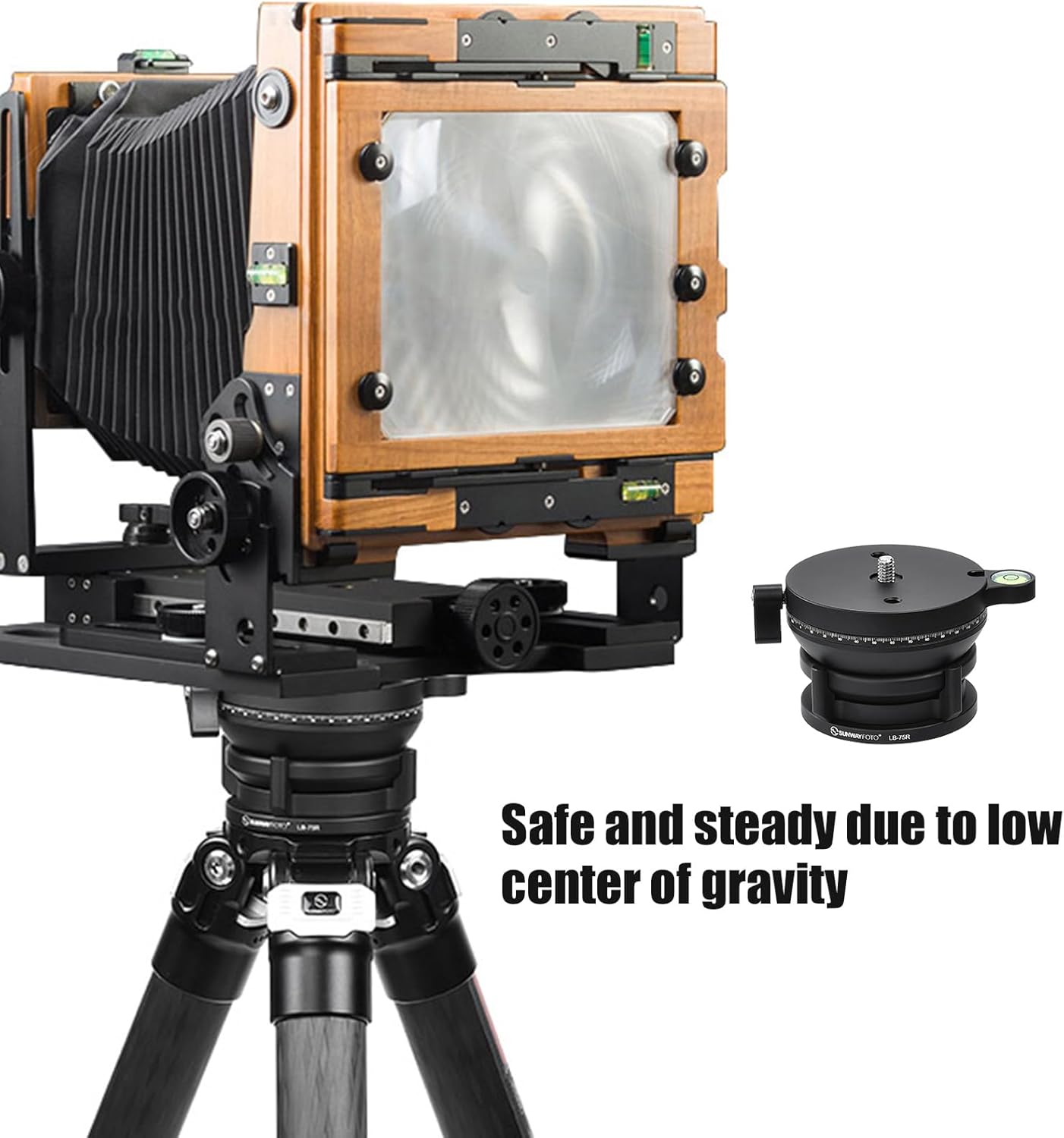 SUNWAYFOTO LB-75R 360 Base de nivelación panorámica Cabezal de trípode 33 lbs (15kg) Capacidad de carga