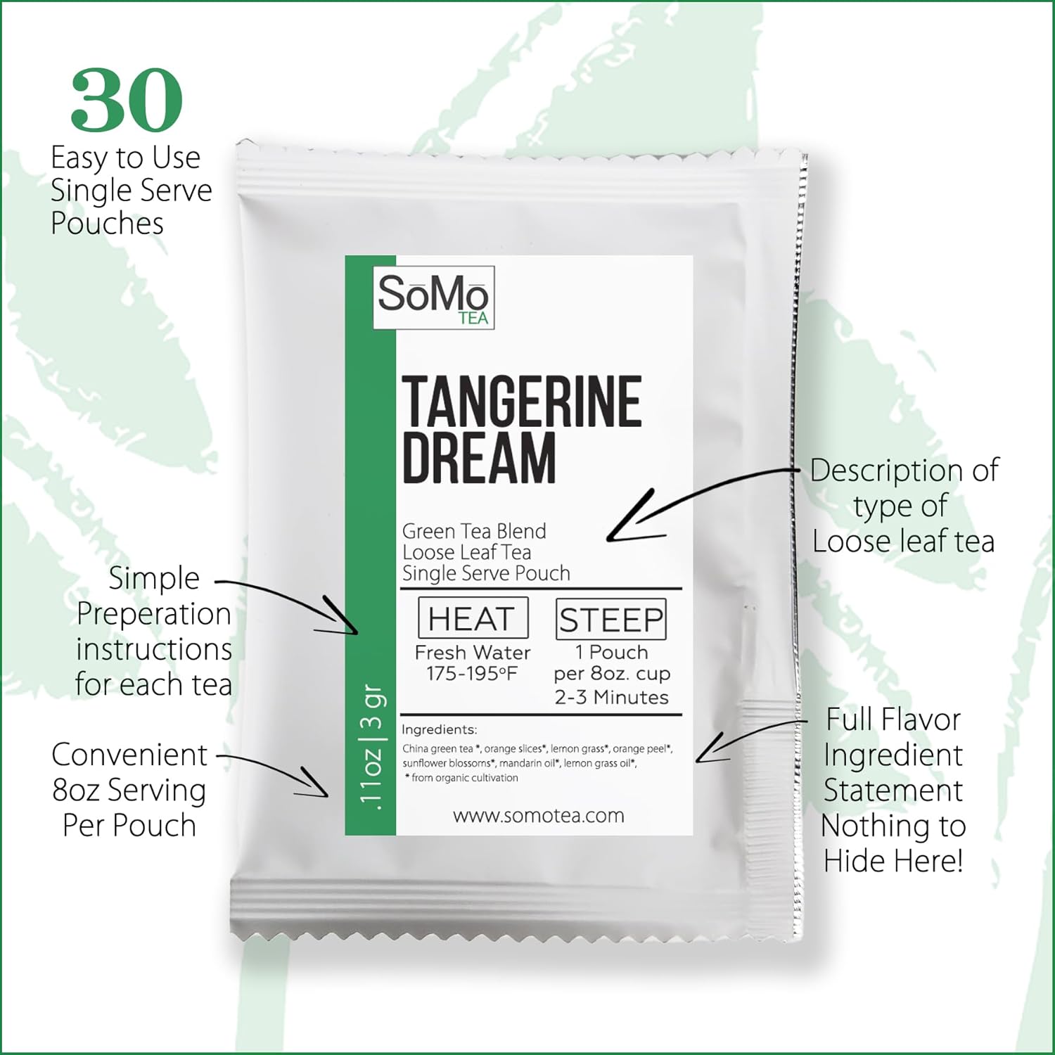 SoMo Tea  Herbal Wellness  Juego de muestras de té de hojas sueltas de 10 sabores surtidos, 30 bolsas individuales de mezclas de té de hierbas,