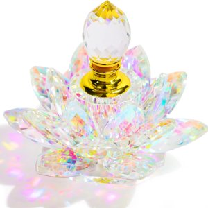 YWHL Pequeña botella de perfume vacía de cristal colorido vintage, mini botellas de perfume de loto recargables de vidrio, figuras de loto hechas a YWHL Pequeña botella de perfume vacía de cristal colorido vintage, mini botellas de perfume de loto recargables de vidrio, figuras de loto hechas a